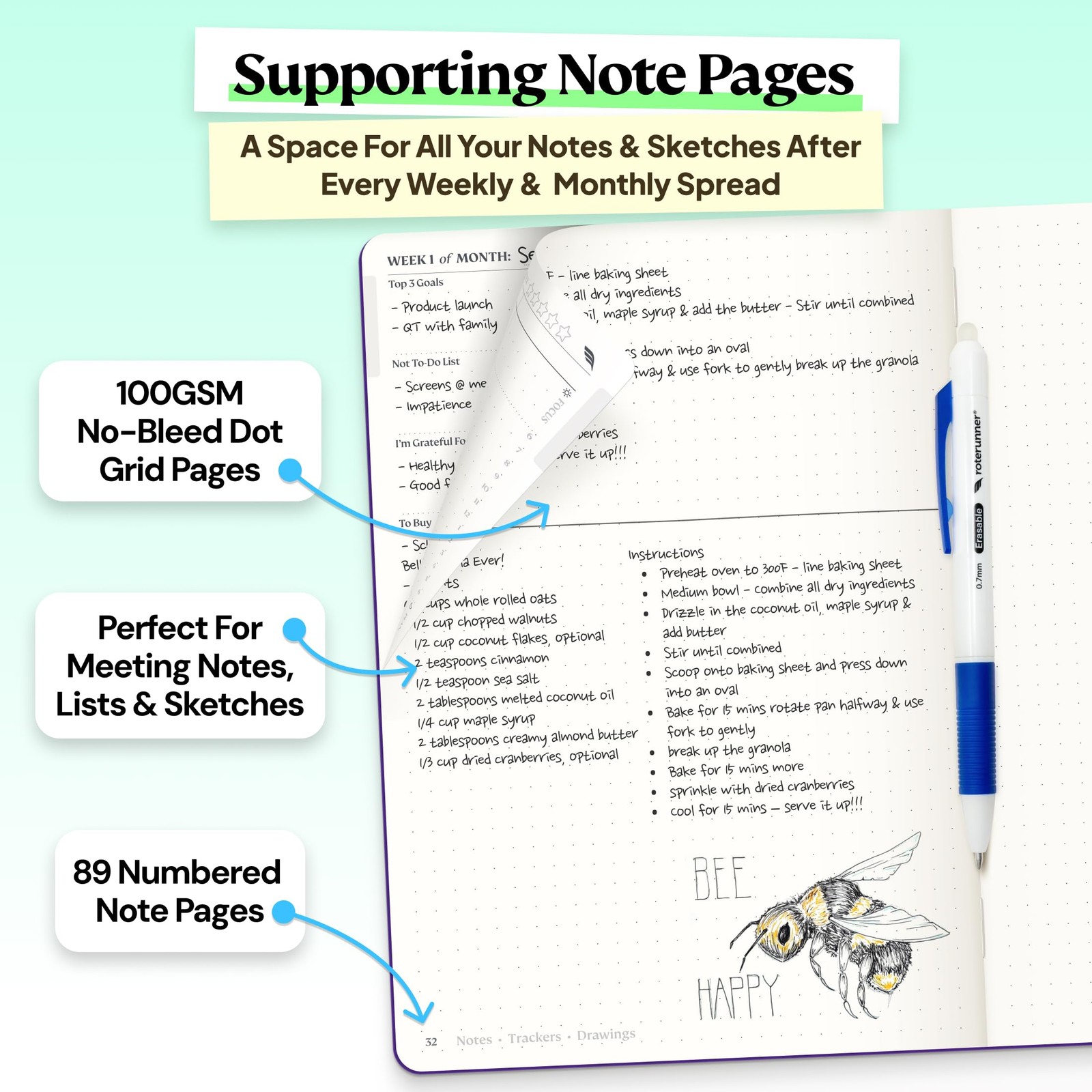 Purpose Planner Notebook A5 5.8”x8.3” Undated 2026 Daily Weekly and Monthly P…