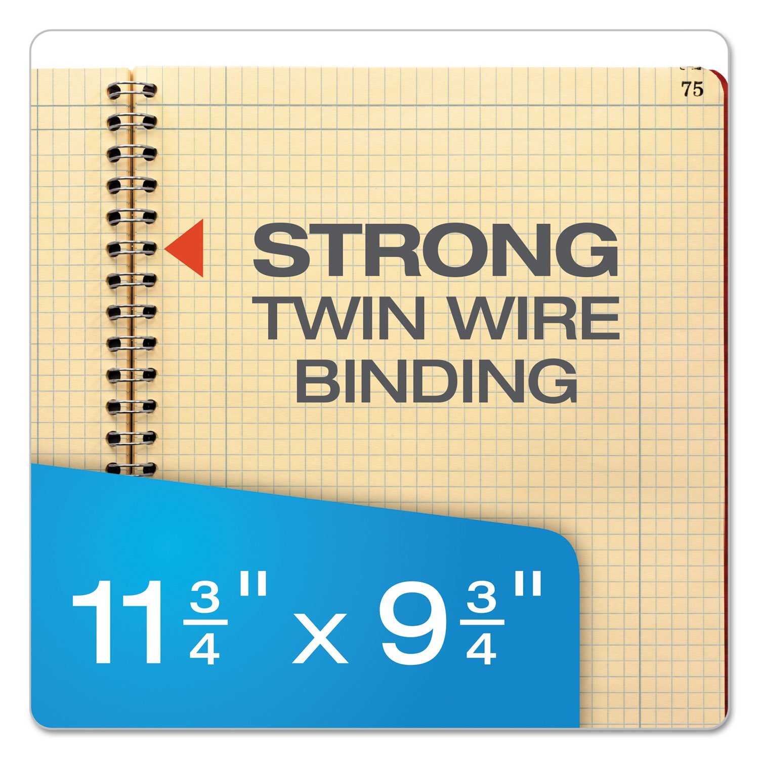 Quad Ruled Blank Book 11.34 x 9.14 Heavyweight 20lb Paper Twin Wire Binding