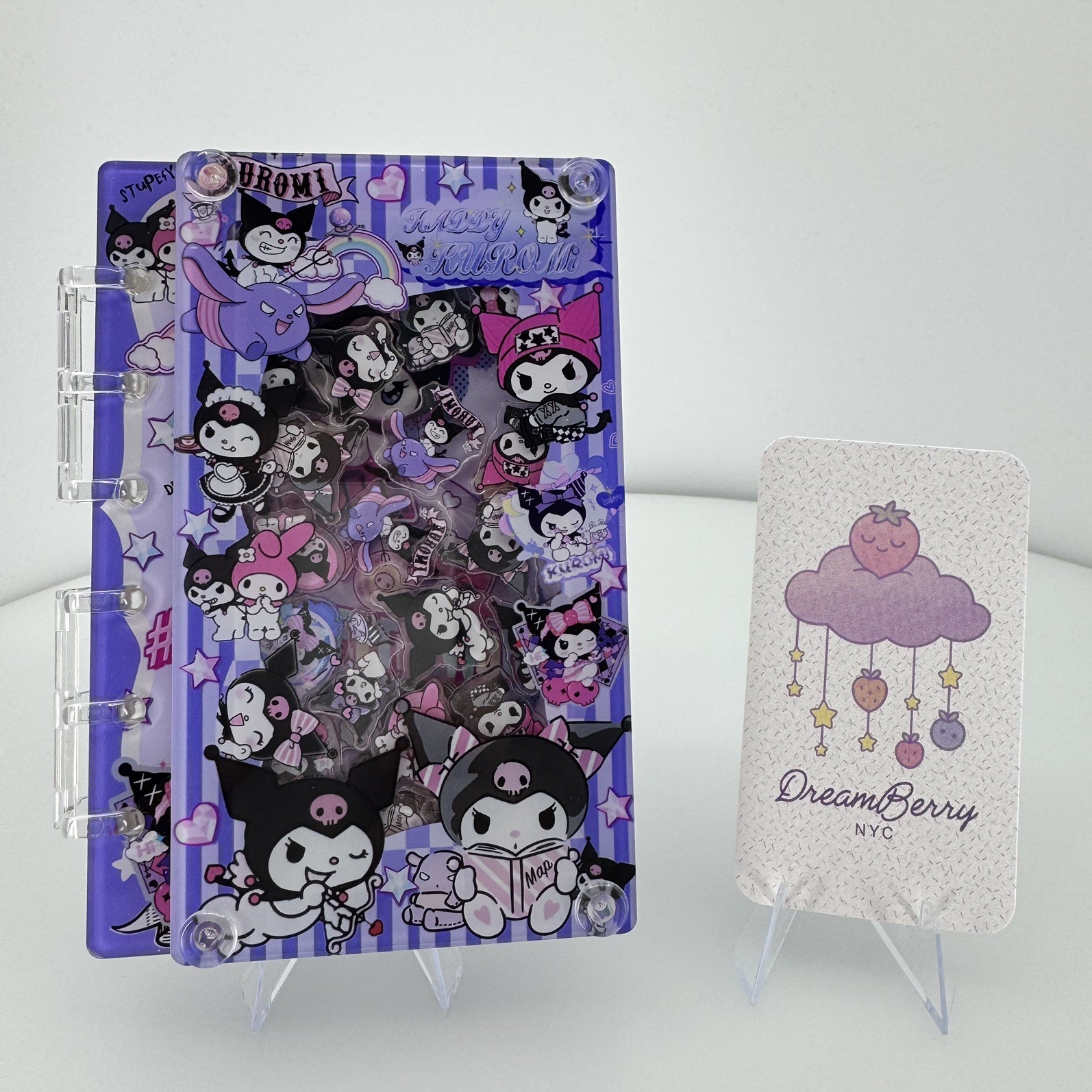 New Kuromi Acrylic Shaker Mini Notebook (A7 size- Small)