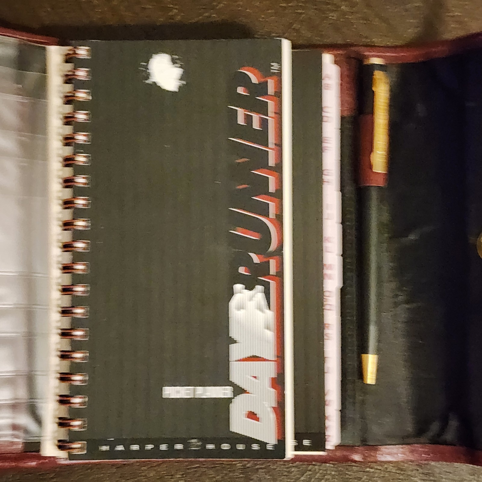 Vintage 1987 Harper House Genuine Leather Small Planner Agenda Burgundy w/ Pen