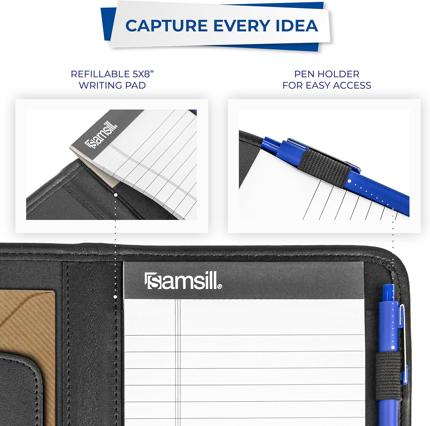 Samsill Professional Padfolio, Faux-Leather Mini Portfolio, with 5 X 8 Writing P