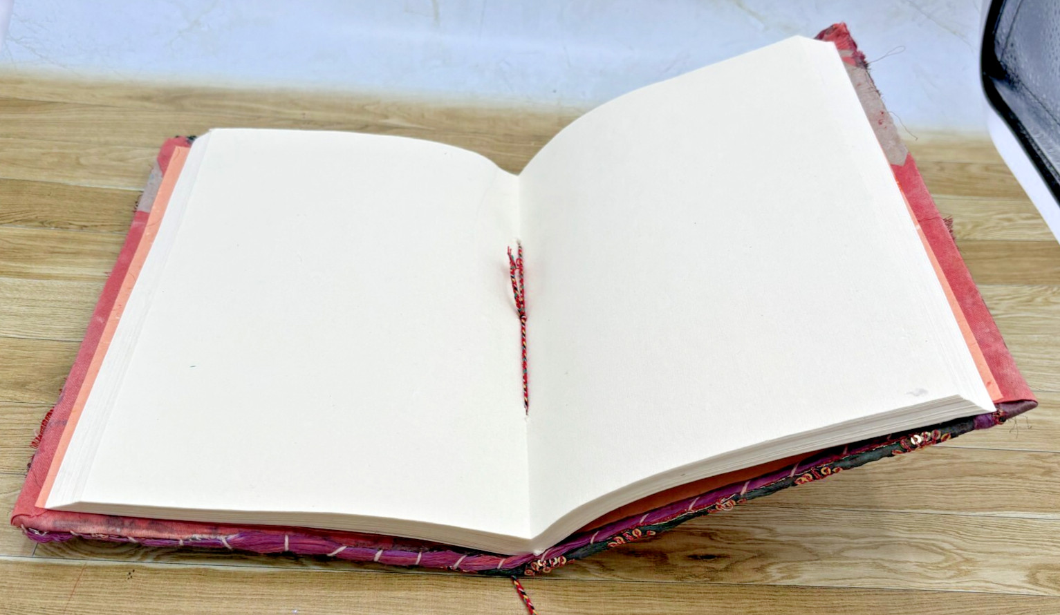 Hand Crafted Fabric Writing Drawing Notebook Diary Sequined and Shell Embellish