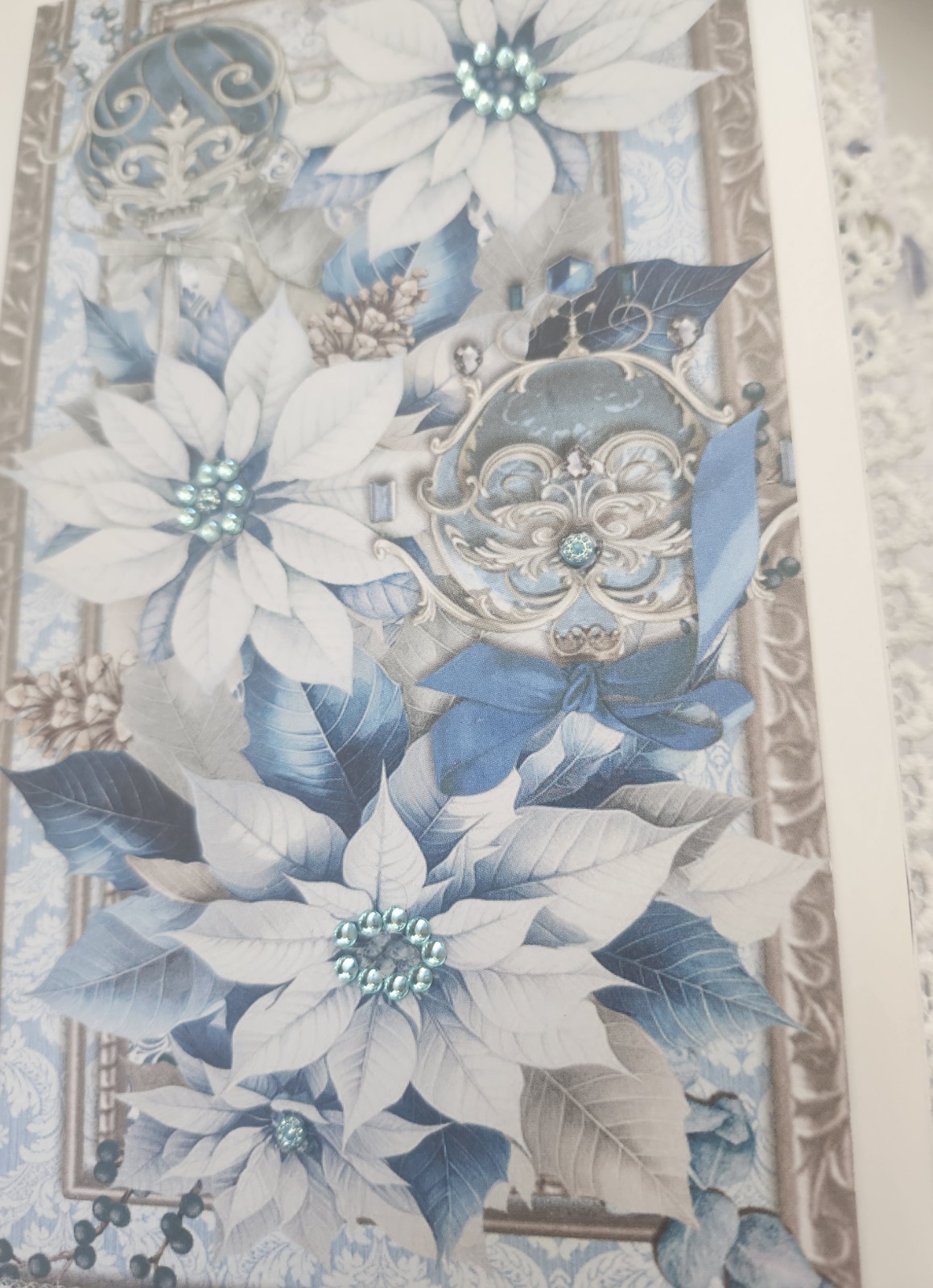 “WINTER JOURNEY” Handmade XL Journal Bejeweled Wintry Blues Keepsake 98pgs