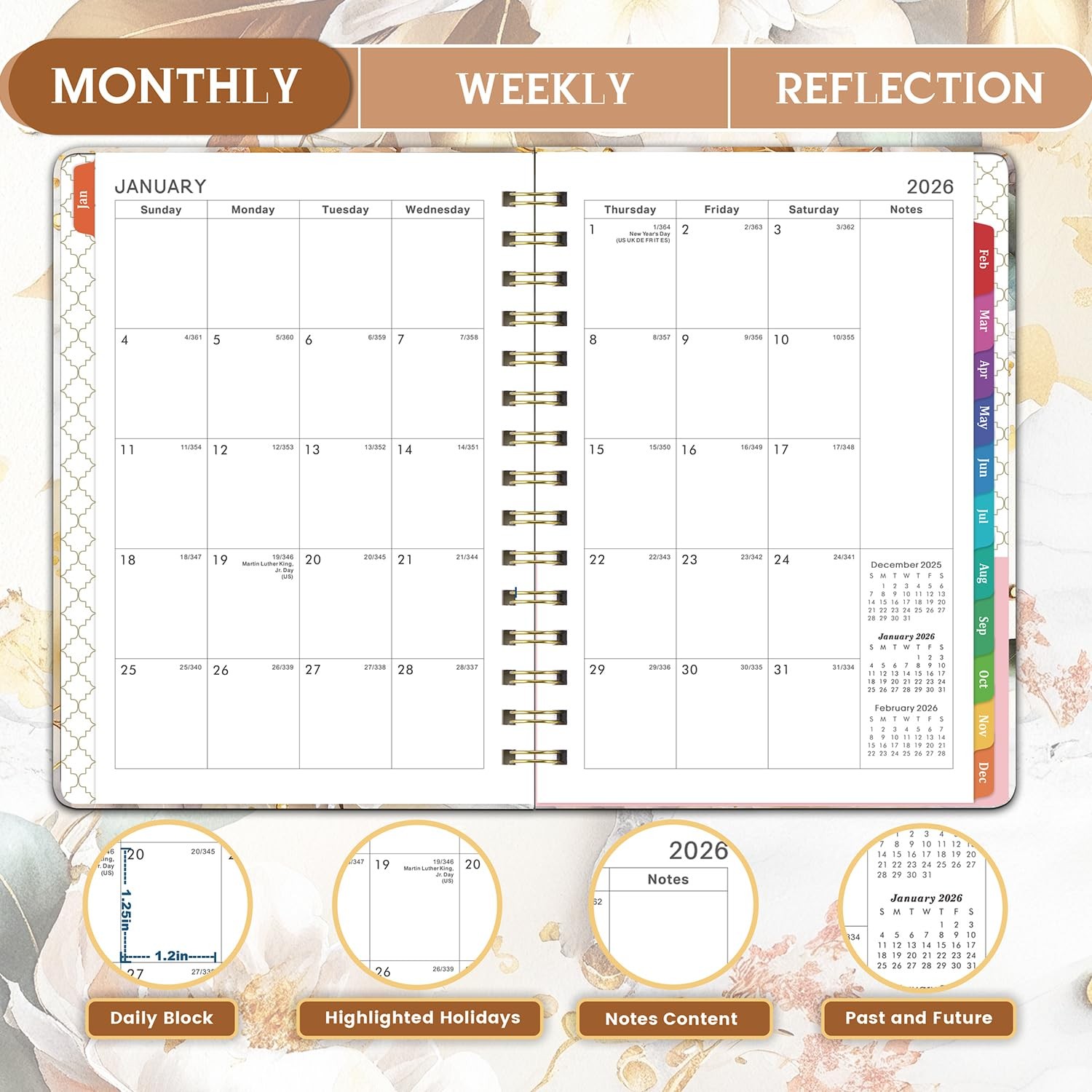 2026 Planner – Planner 2026 Weekly and Monthly, JAN.2026 – DEC.2026, 8.5″ x 6.4