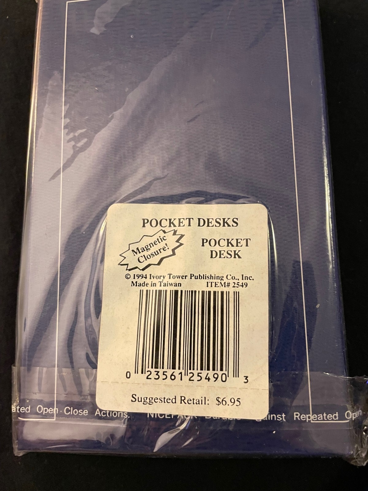 1994 Blue Denim Pocket Desk Organizer Magnetic Closure Trifold Sealed New