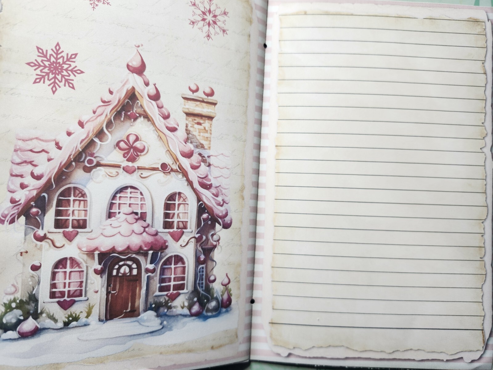Junk Journal Booklet “PINK CHRISTMAS” Christmas Pink Holiday LG 9X6 40pgs