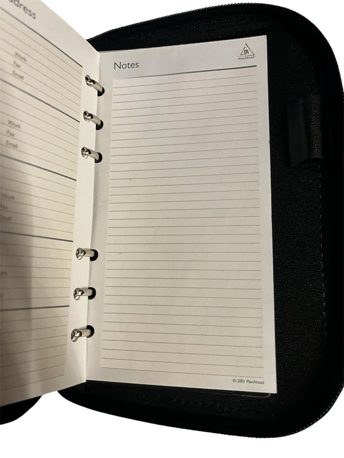 New PlanAhead Black Classic Phonepro Organizer 6rings 3.75 X 6.75 read descript!