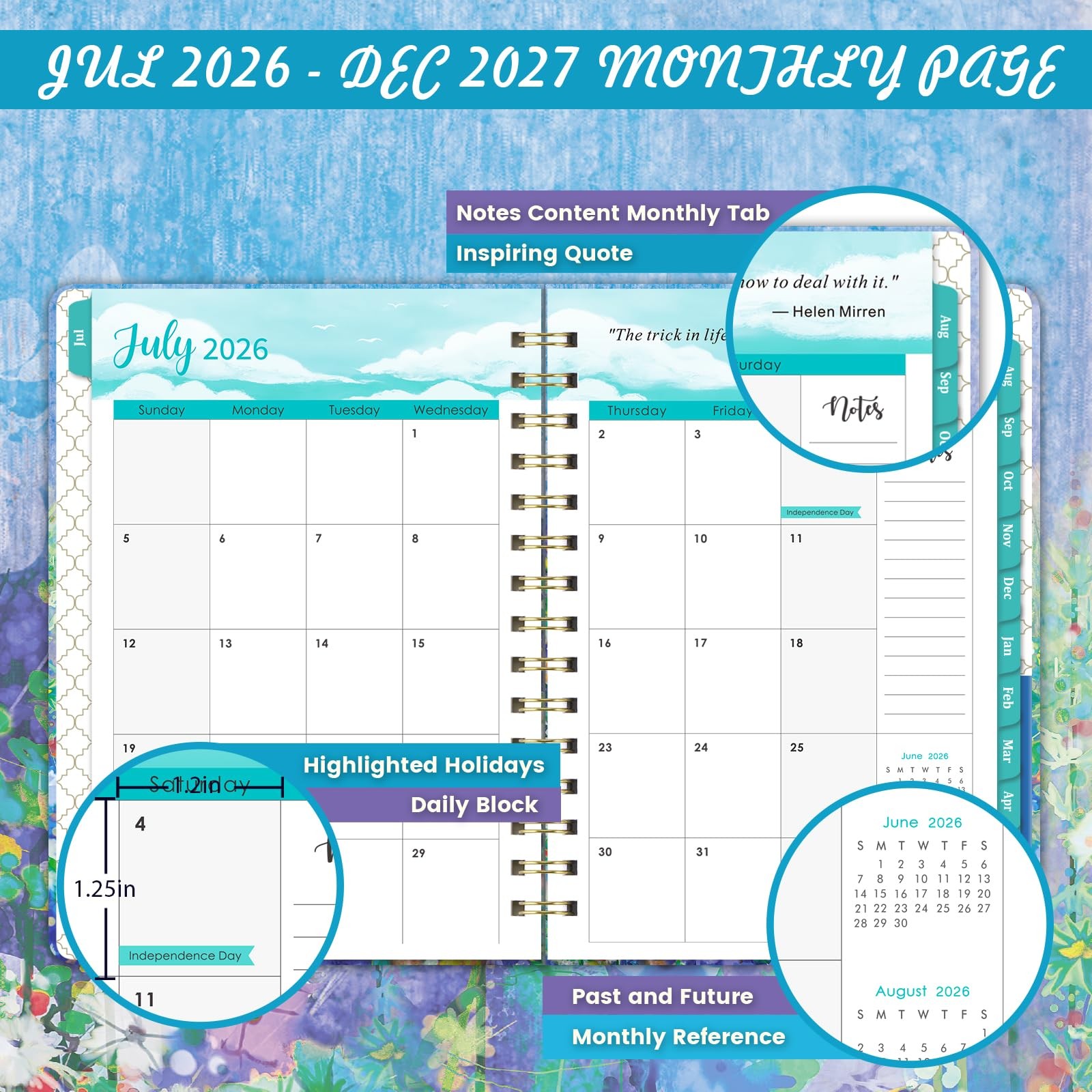 2026-2027 Planner – Weekly and Monthly Academic 6.4″ x 8.5″, Blue