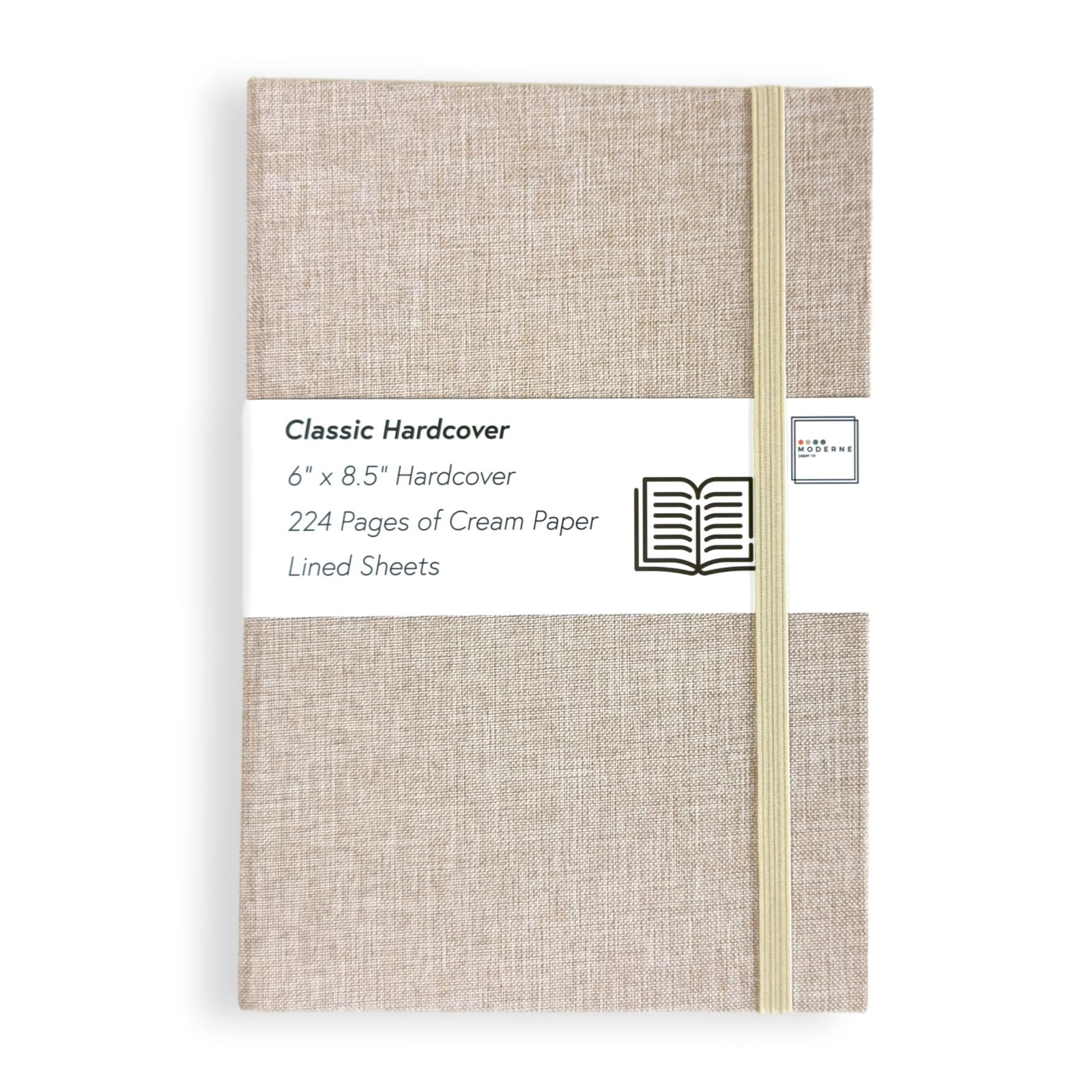 Portage Lined Hardcover Aesthetic Notebook Writing Pages, Oatmeal