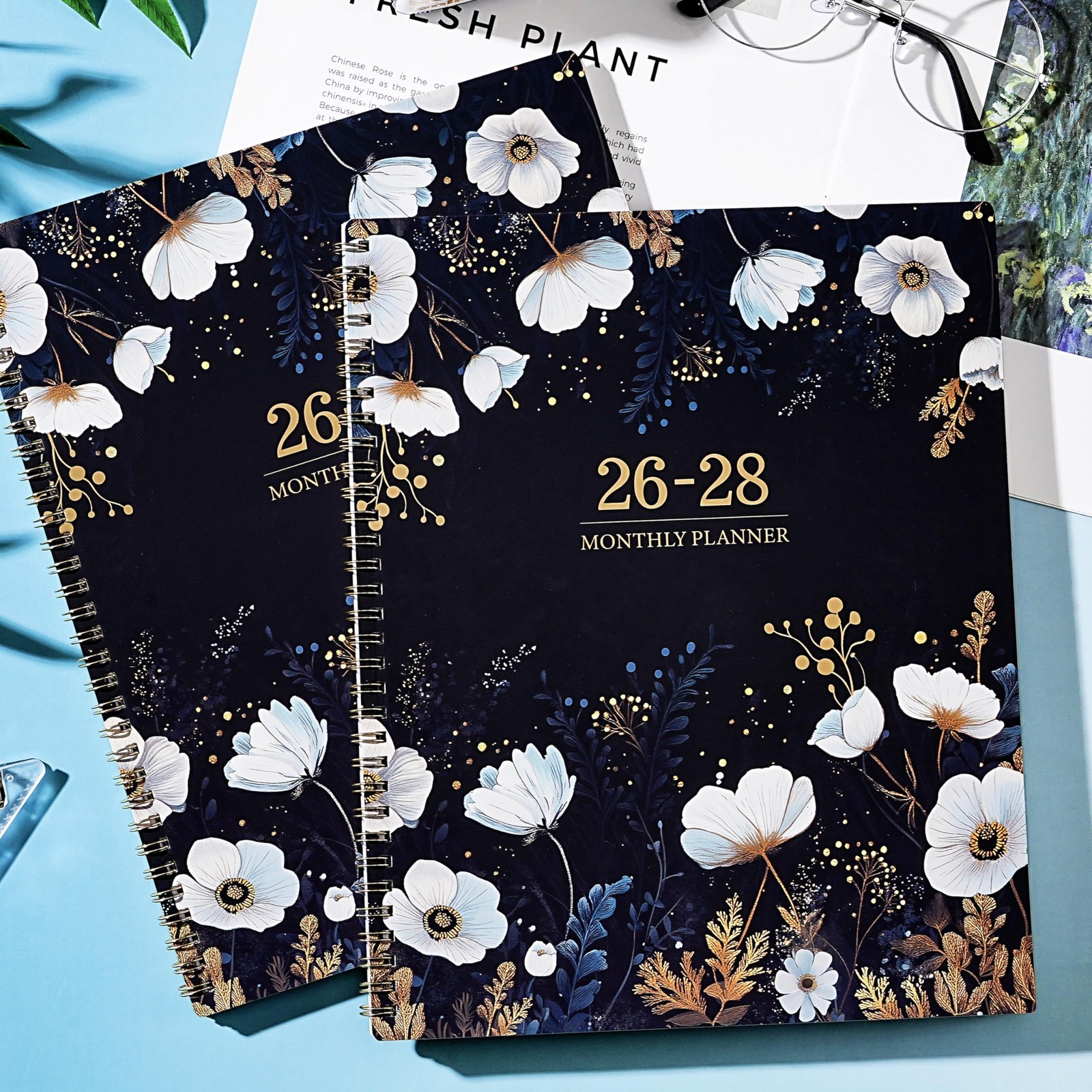 2026-2028 Monthly Planner/Calendar – January 2026 – 9” × 11”, navy blue