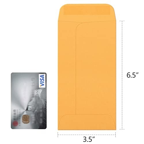 100 Pack Brown Kraft Coin Envelopes 3.5×6.5 – Gummed Flap for Cash, Seeds, Budge