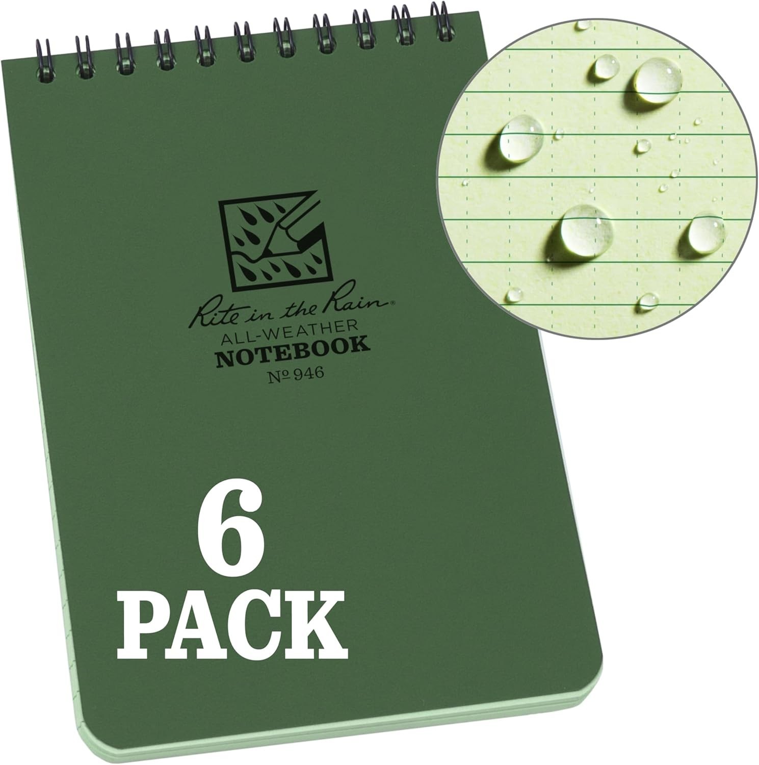 Green 4″ x 6″ Top Spiral Notebook, 6 Pack, Universal Pattern
