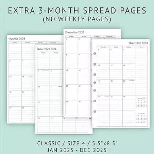 2025 Weekly & Monthly Planner Refill, 5-1/2″ x 8-1/2″, Runs from January 2025 to