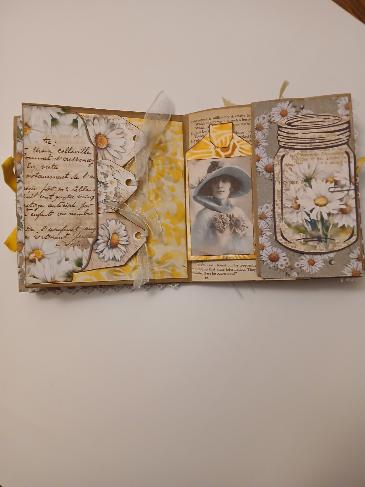 Handmade Daisy Summer Unique Paper Lunch Bag Junk Journal Ooak