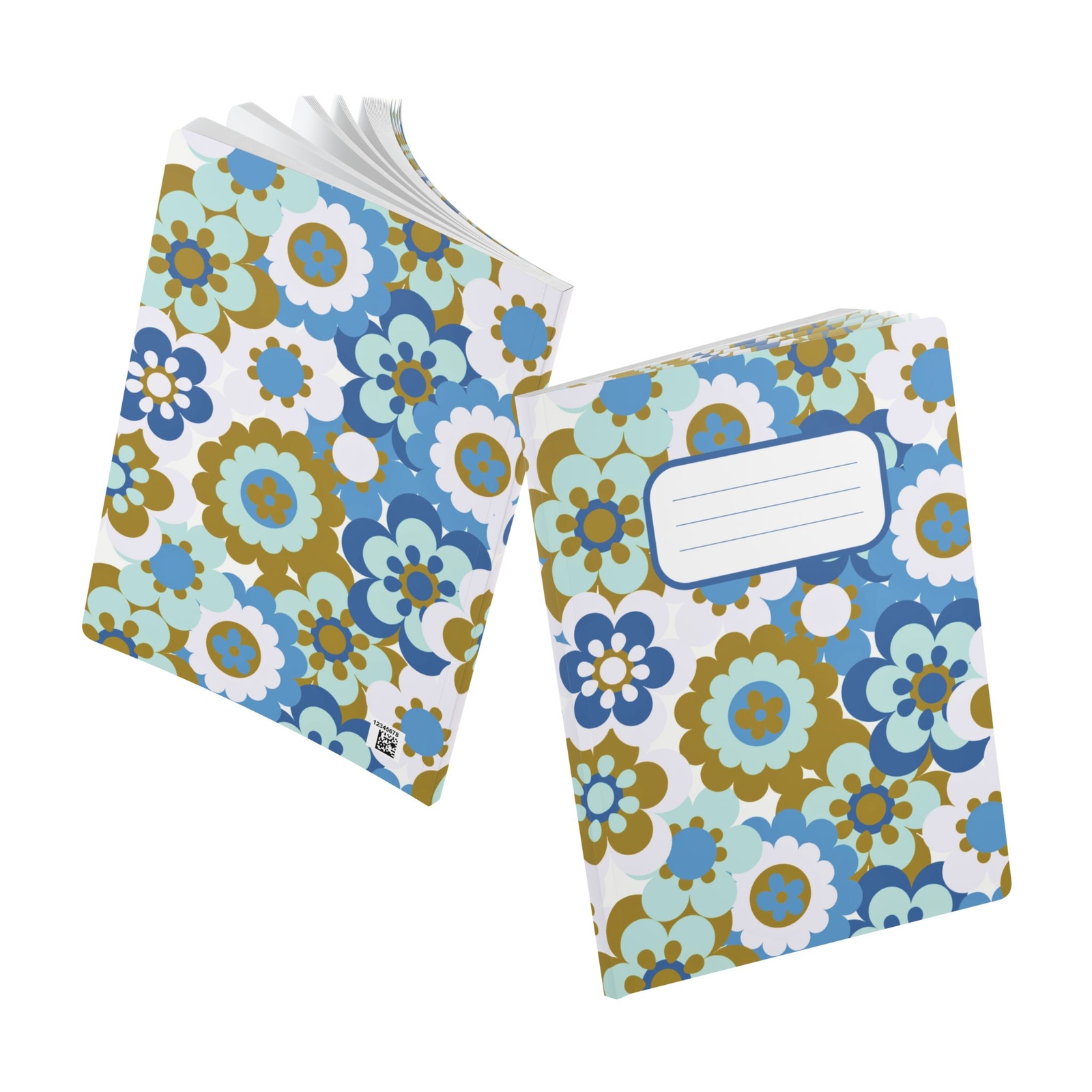 Retro Floral Journal Notebook Vintage Groovy MCM Design Writers Students Artists