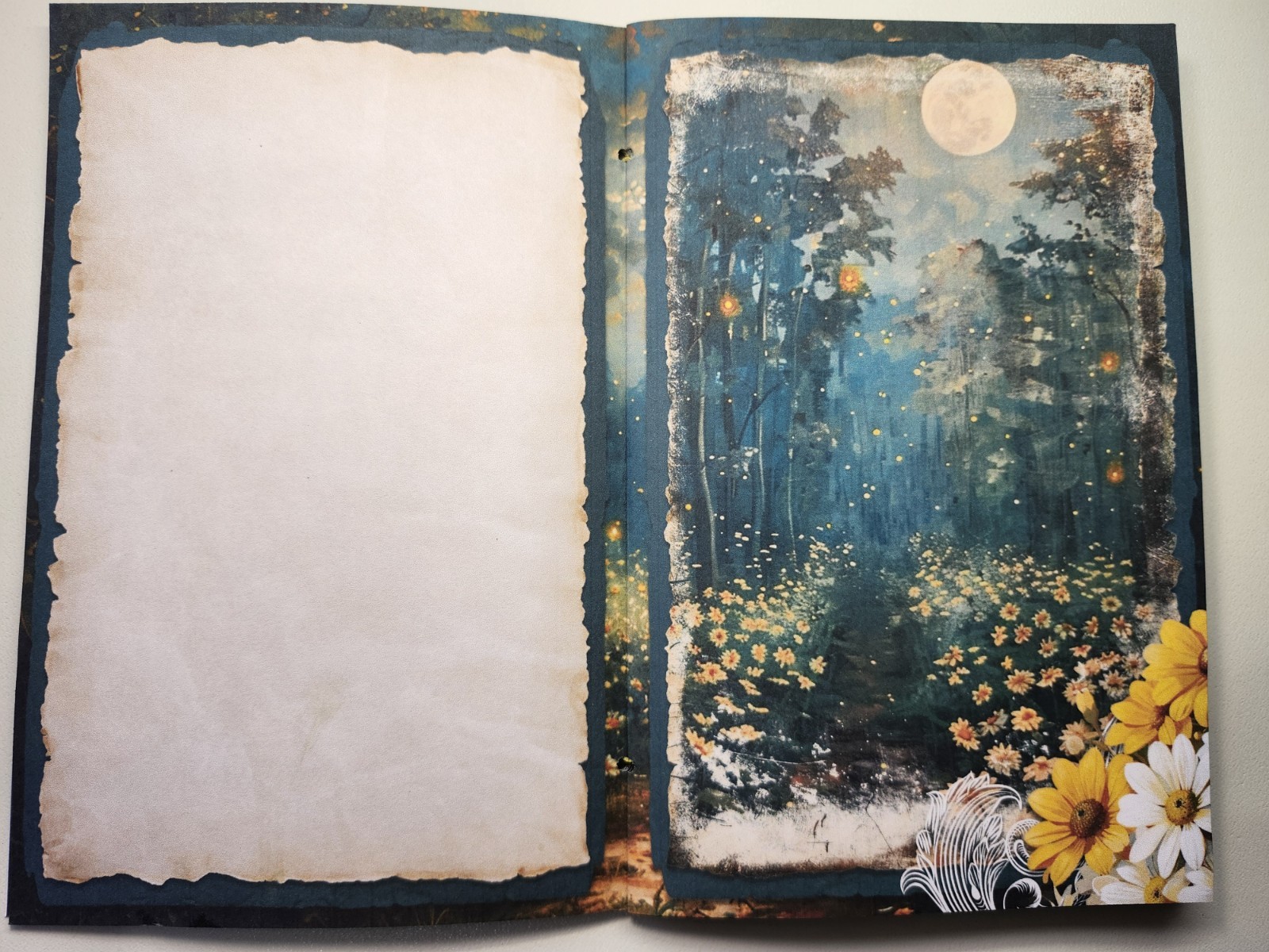 Junk Journal Blank Booklet “A SUMMER HAUNTING” Ghost HANDMADE LG 8.5″x5.5″ 40pg