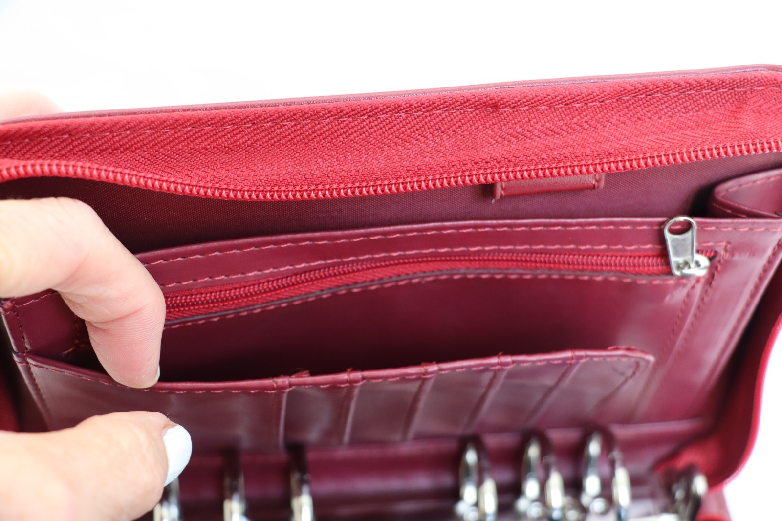 Franklin Covey Classic Red Soft Leather Zip Around Ring Binder Planner 8.5″ NEW