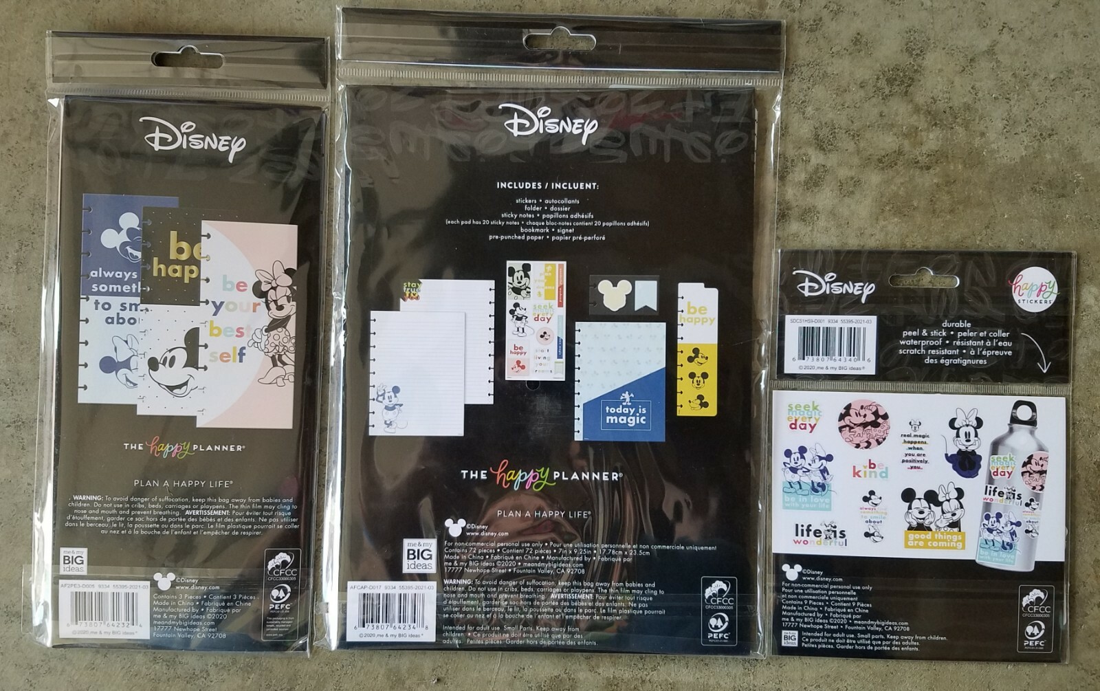 Disney Mickey Happy Planner Accessories Envelopes Color Vinyl Block Sticker Lot