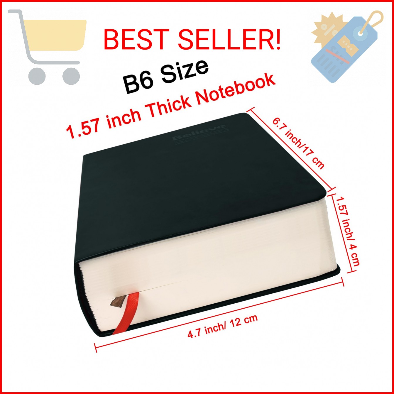 SAYEEC Thick Lined Journal Notebook 720 Pages Leather Journals for Writing B6 So