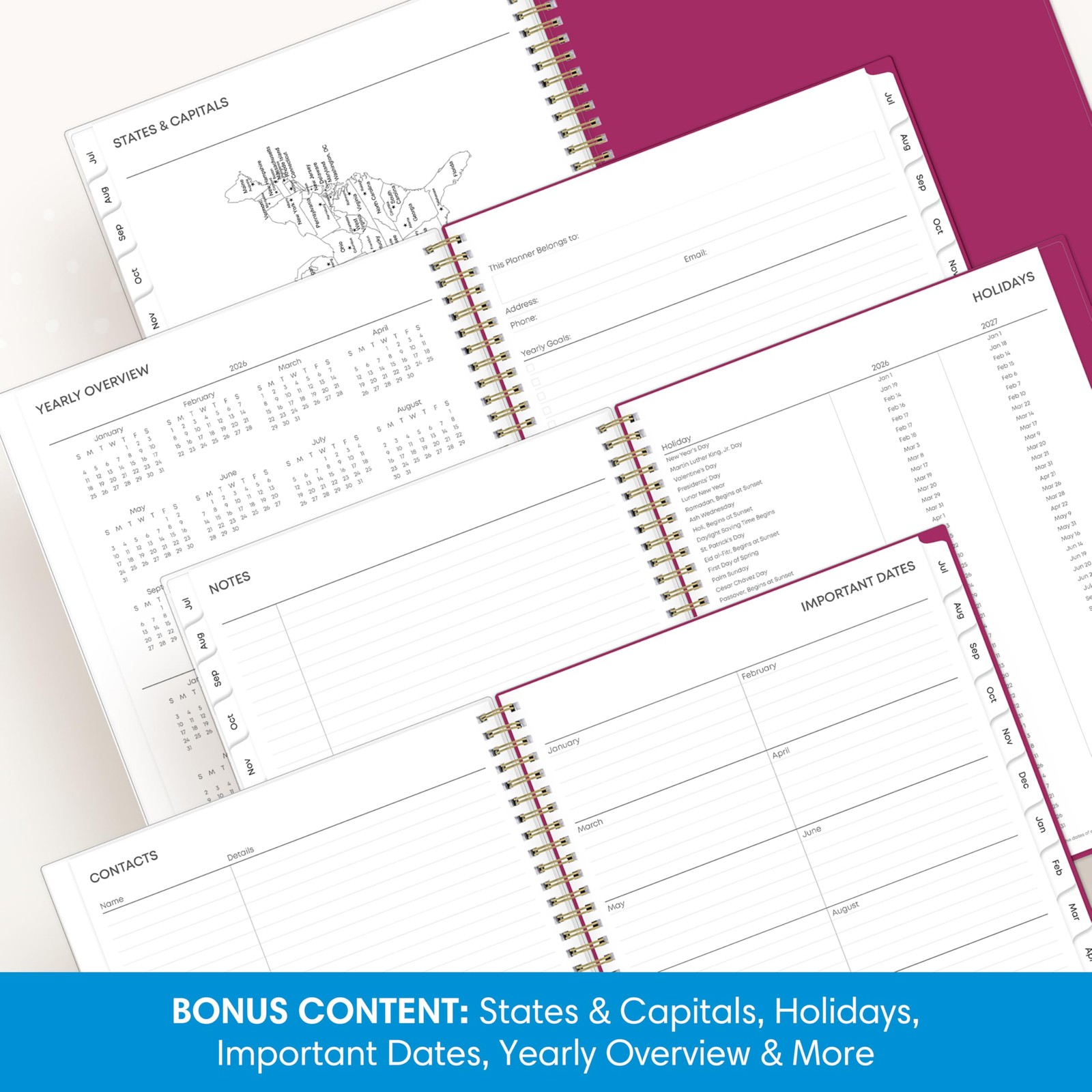 2026 2027 Weekly Monthly Planner Calendar Academic Year 8.5 x 11 Flexible Cover