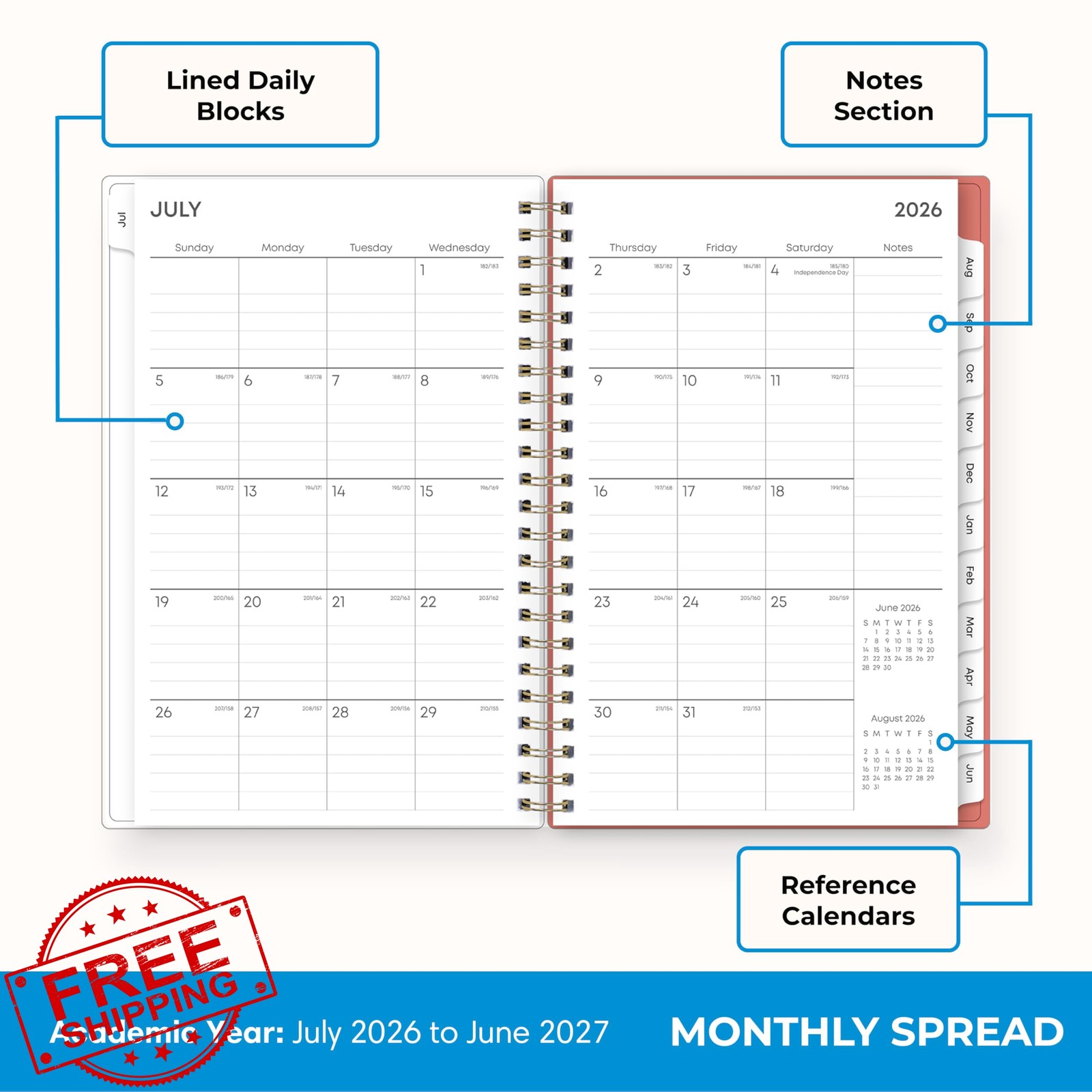 Blue Sky 5″x8″ Planner 2026-2027 Cali Pink