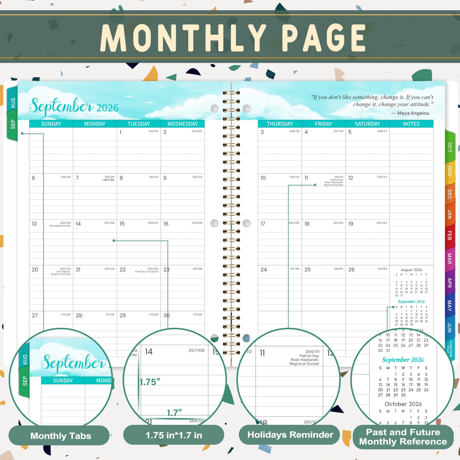 Student Planner 2026-2027 – Weekly and Monthly 9″ x 11″, White