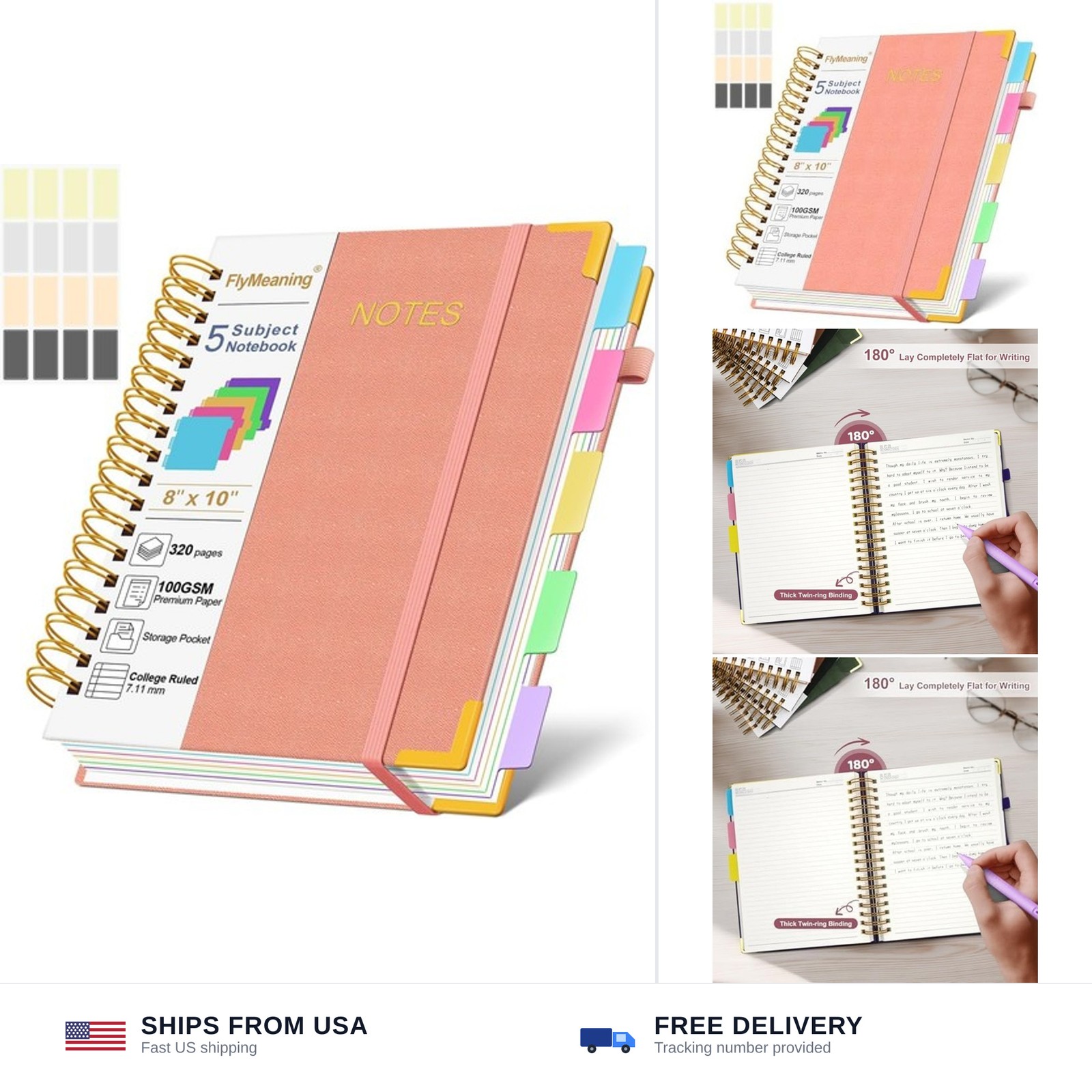 Hardcover Spiral Notebook Journal with Removable Dividers Tabs, 320 Pages, 5 …