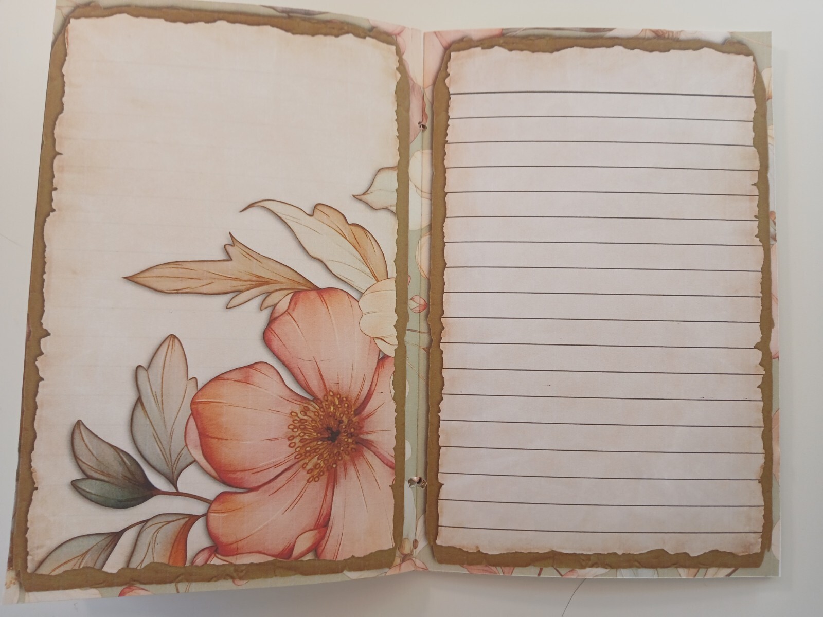 Junk Journal Blank Booklet “SOFT FLORALS” Pastel Florals LG 8.5″x5.5″ 40pgs