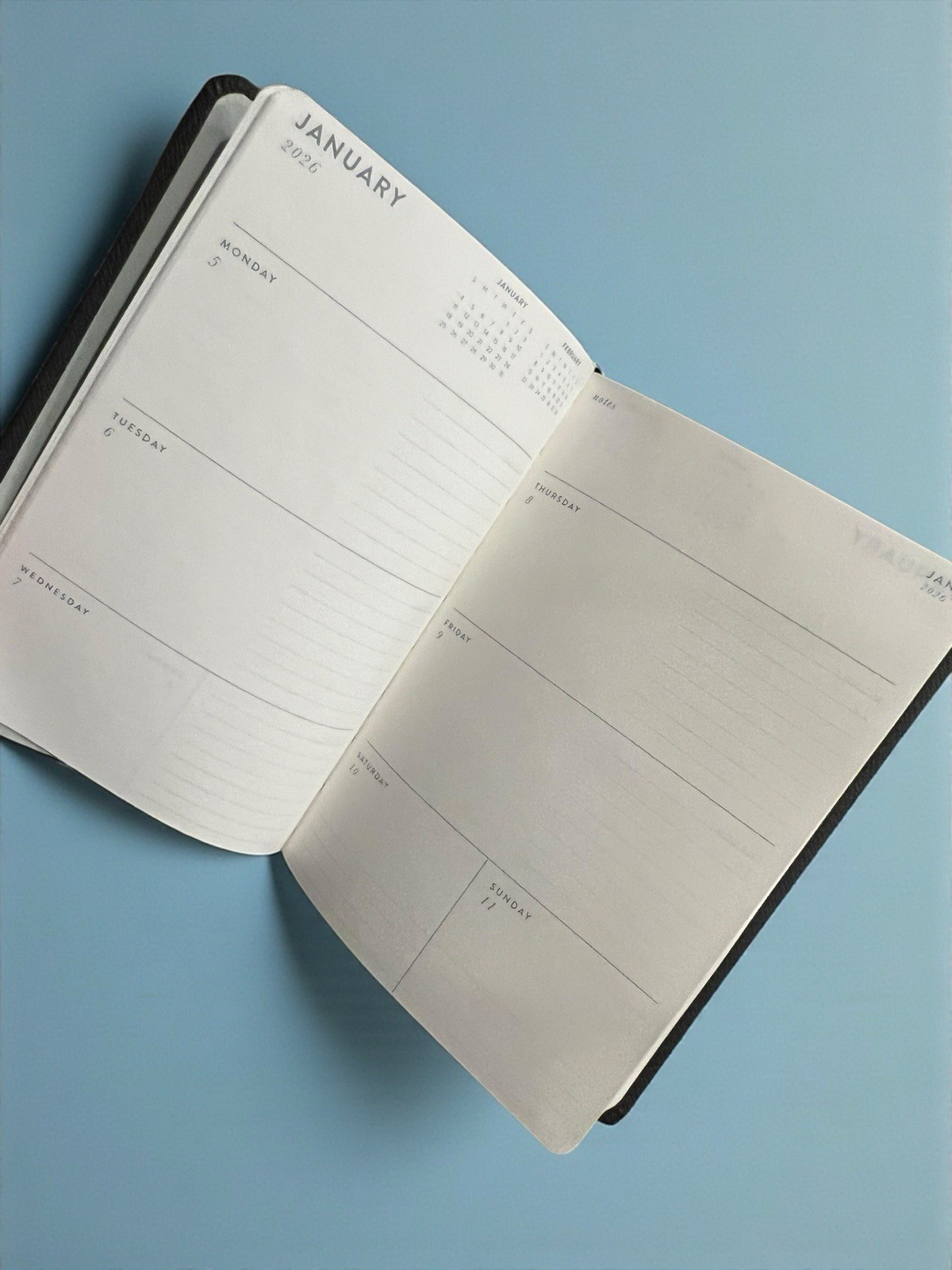 Eccolo World Planner Floral Hardcover Daily Weekly Calendar Organizer BLUE/WHITE