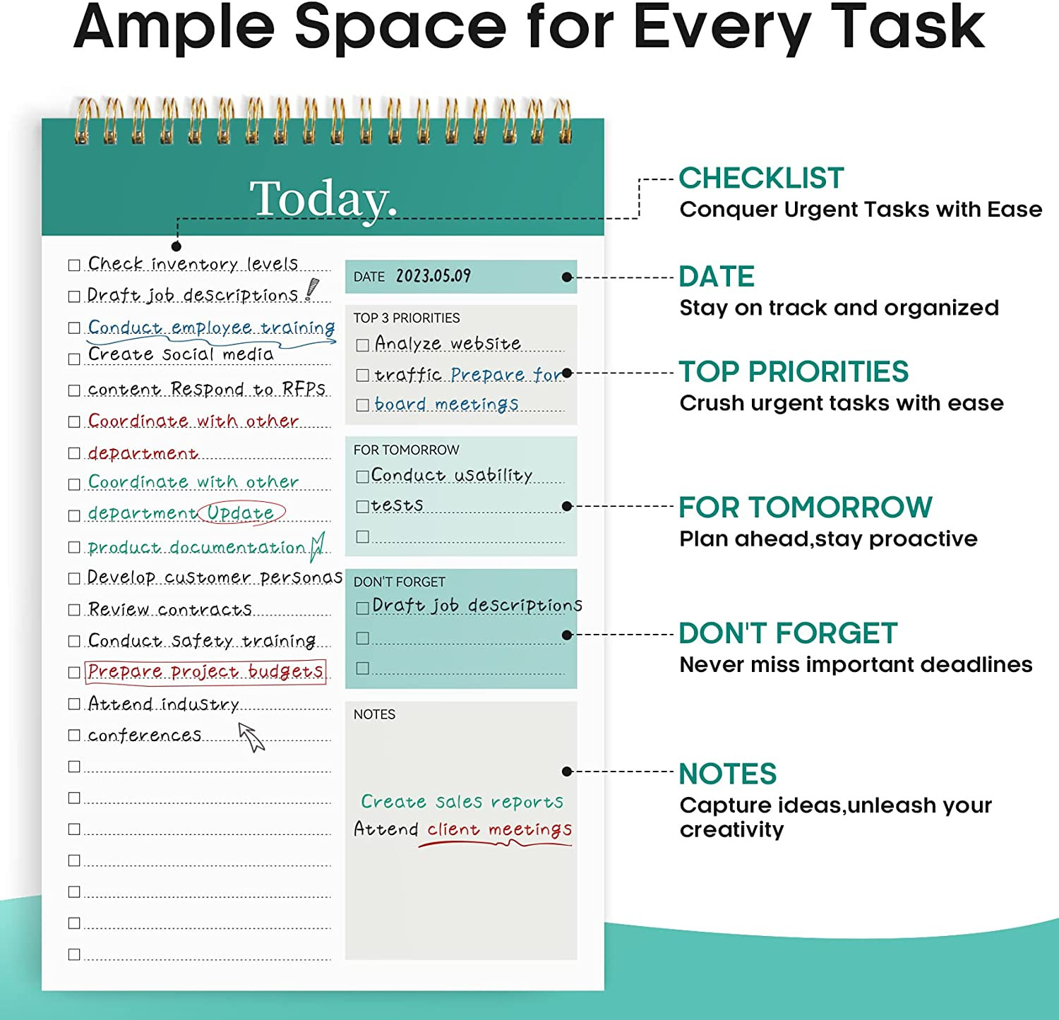 To Do List Notepad – To Do List Notebook for Work with 52 Sheets, 9.8″ x 6.5″, U