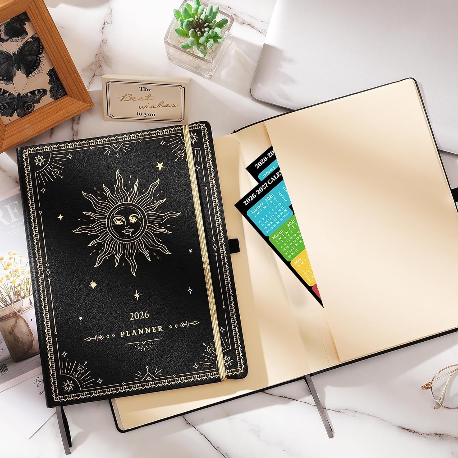 2026 Planner – Large Leather Cover, Weekly Monthly, Jan-Dec