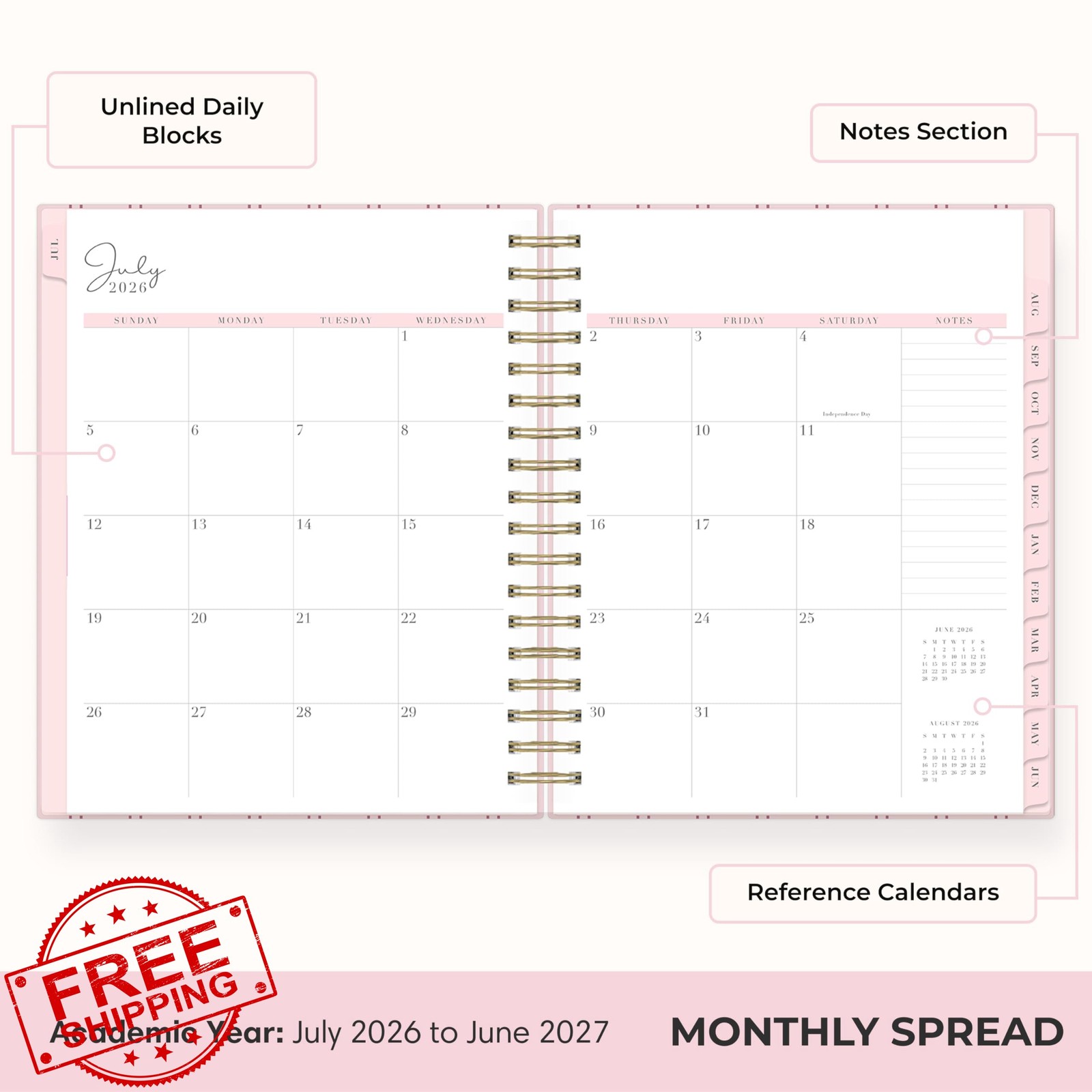 Blue Sky Laine Pink 7″ x 9″ Planner