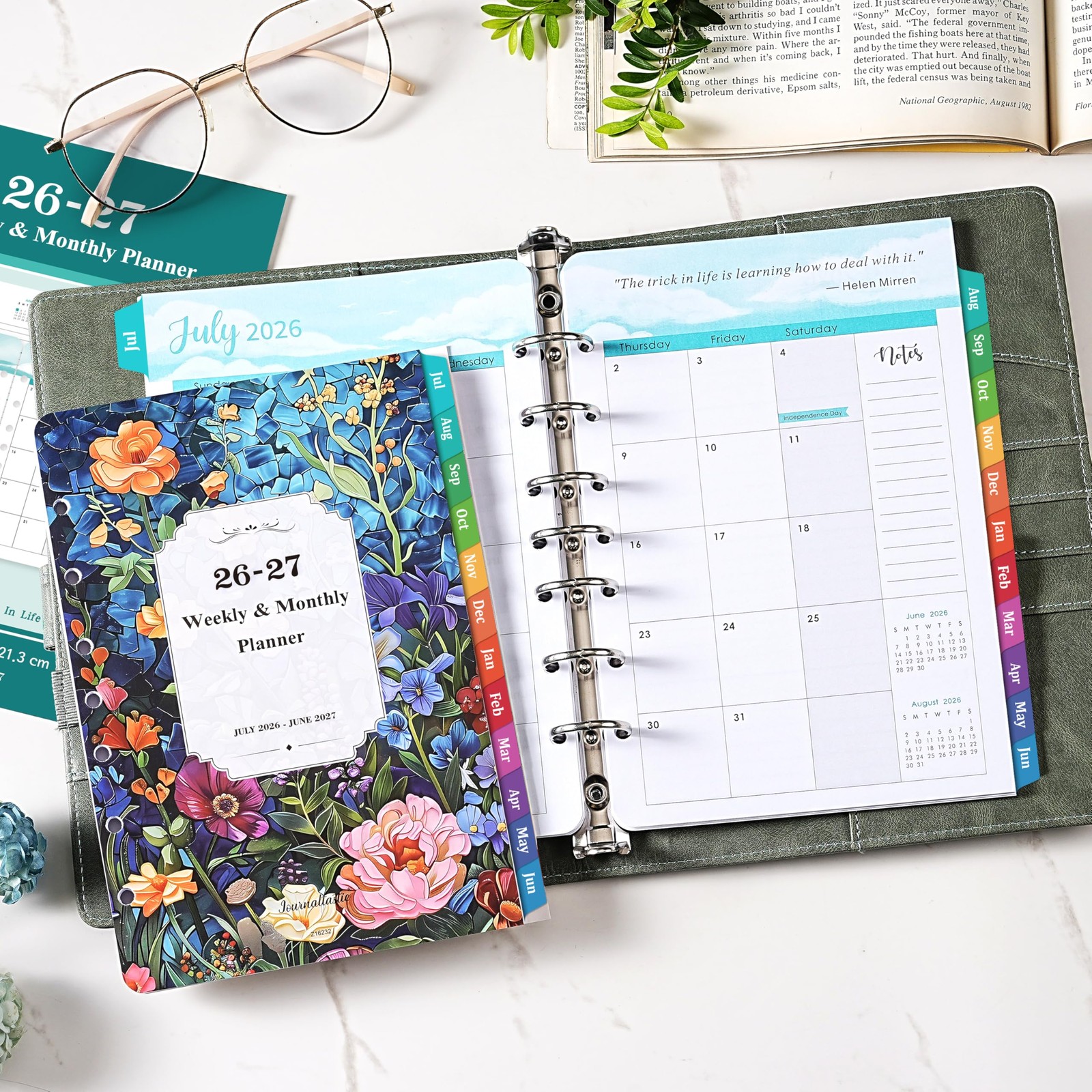 2026-2027 Planner Refills – 7-Hole Punched 5.5″ x 8.5″, Dopamine Color