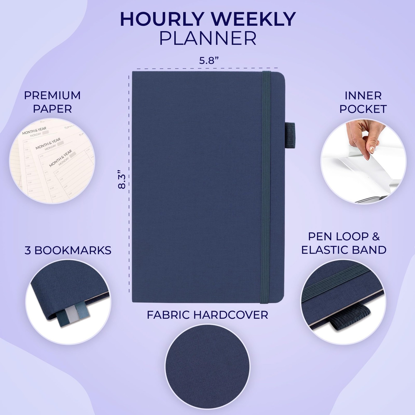 Hourly Weekly Planner – Undated Agenda & Daily Appointment Book – Time Blocki…