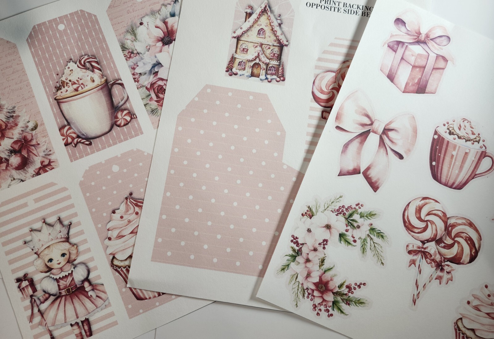 Junk Journal Booklet “PASTEL CHRISTMAS” Christmas Pink Holiday Ephemera, Cards+