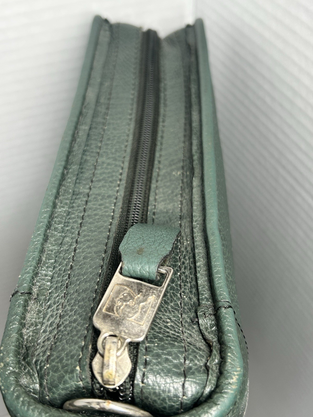 Vintage Franklin Covey Forest Green Leather Zip Around 7 Ring Personal Organizer