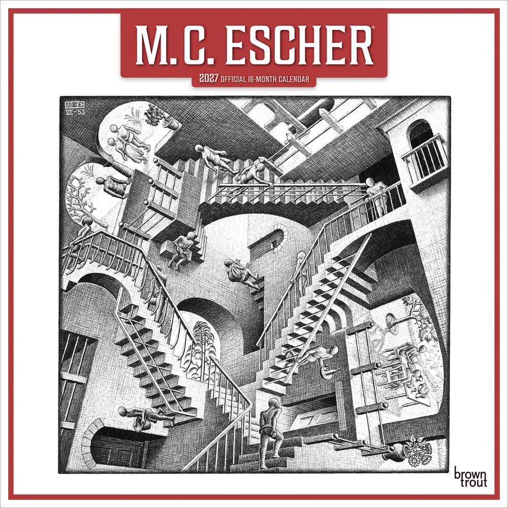 M.C. Escher OFFICIAL | 2027 12×24″ (Hanging) Square Wall Calendar | Plastic-Free