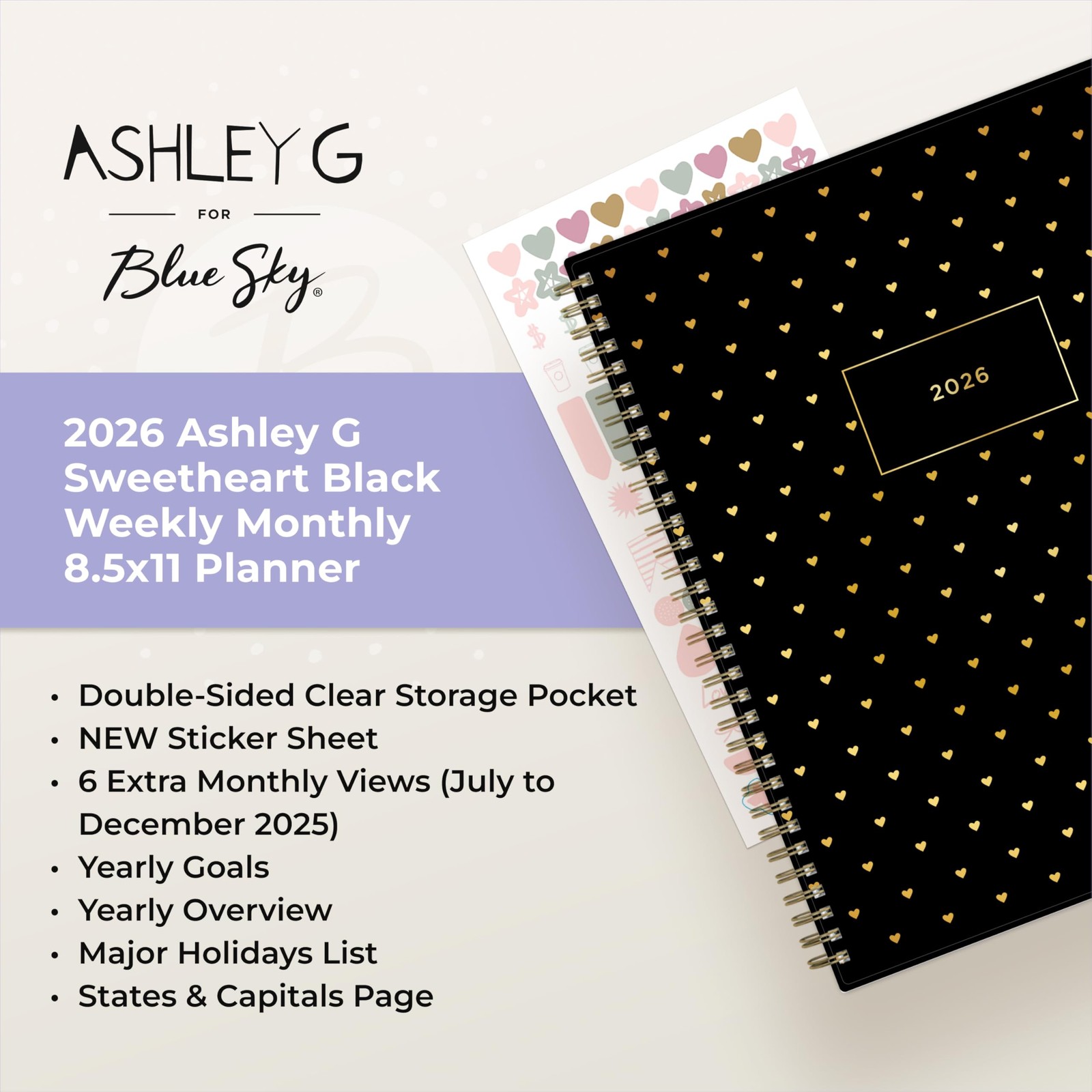 Ashley G 2026 Weekly and Monthly Planner Calendar, January 2026 – December 20…