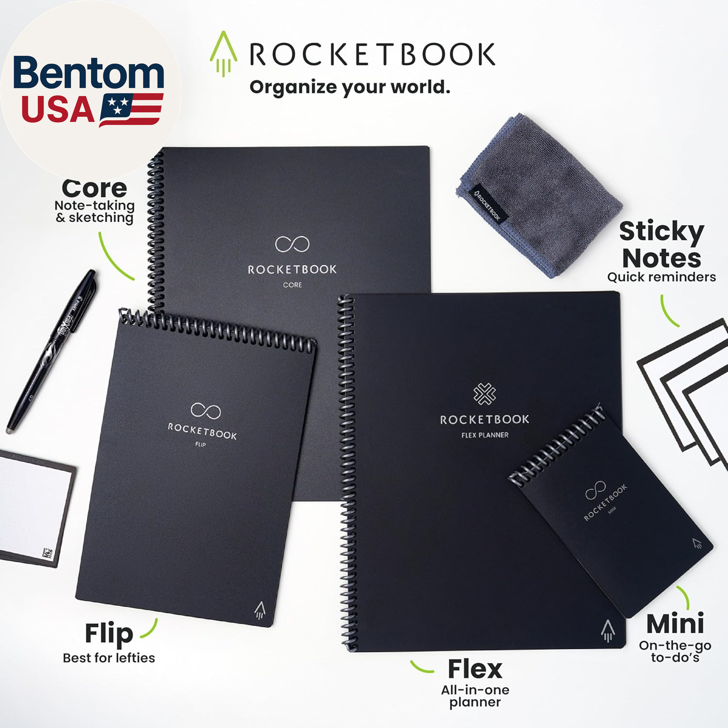 Mini Reusable Smart Notepad, Pocket Size On-The-Go Notebook, 3.5X5.5, Black (Pac