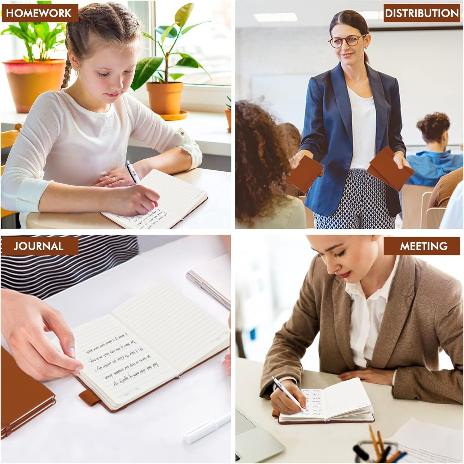feela 3 Pack Pocket Notebook Journals, Mini Cute Small Journal 3 Brown