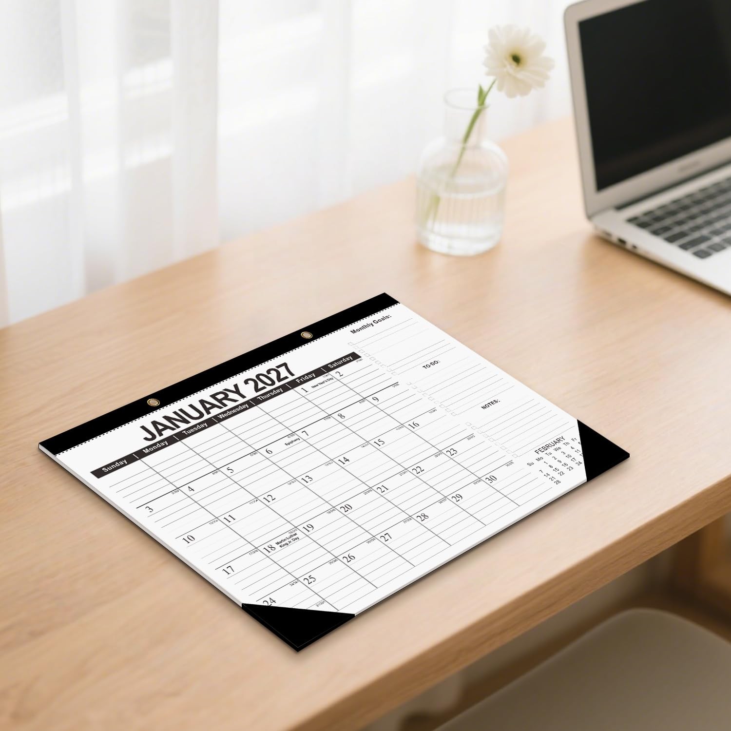 Kyweel 2026-2027 Desk Calendar, 18 Month 2026 Jan Classic Black