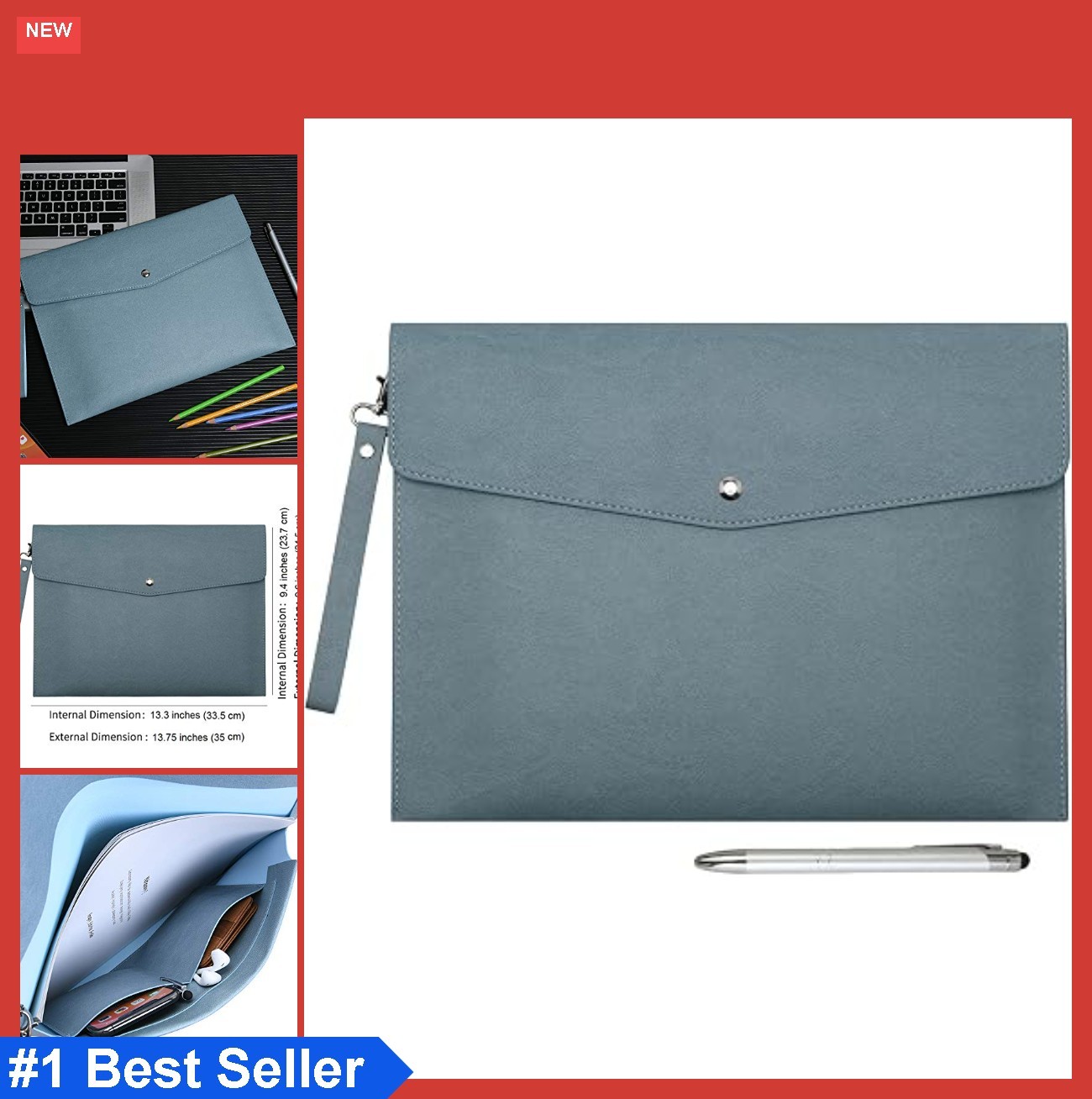 A4 PU Leather Document Portfolio Folder Large Capacity Travel Bag for Paper