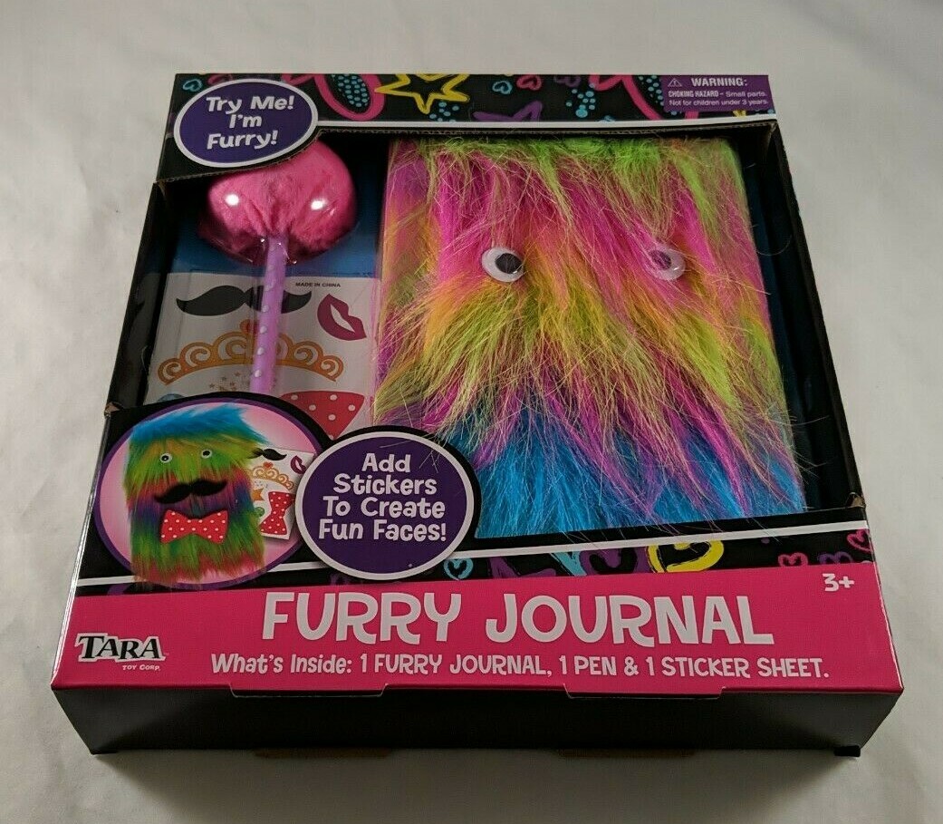 Tara Toy Journal Furry Notebook Girls Diary Pen Stickers Writing Multicolored
