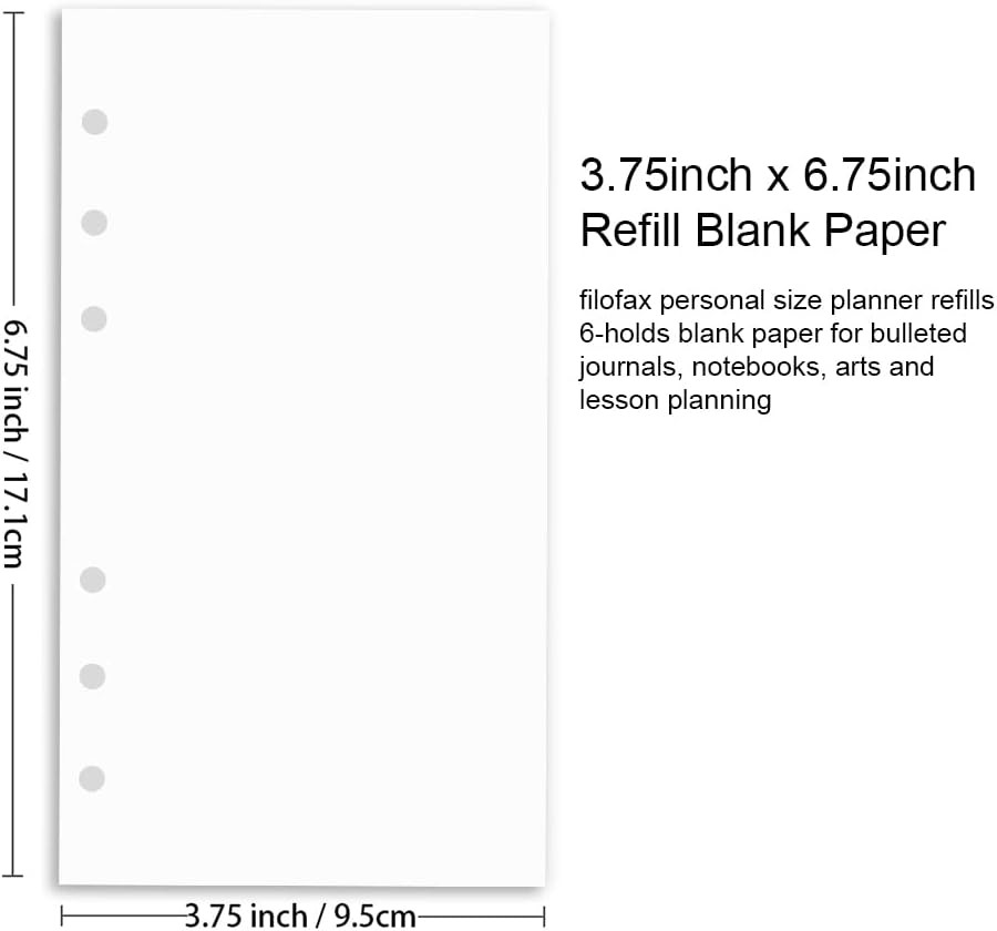 (2 Packs) A6 Binder Paper for Filofax Personal Planner, A6 Refill Paper, White 1