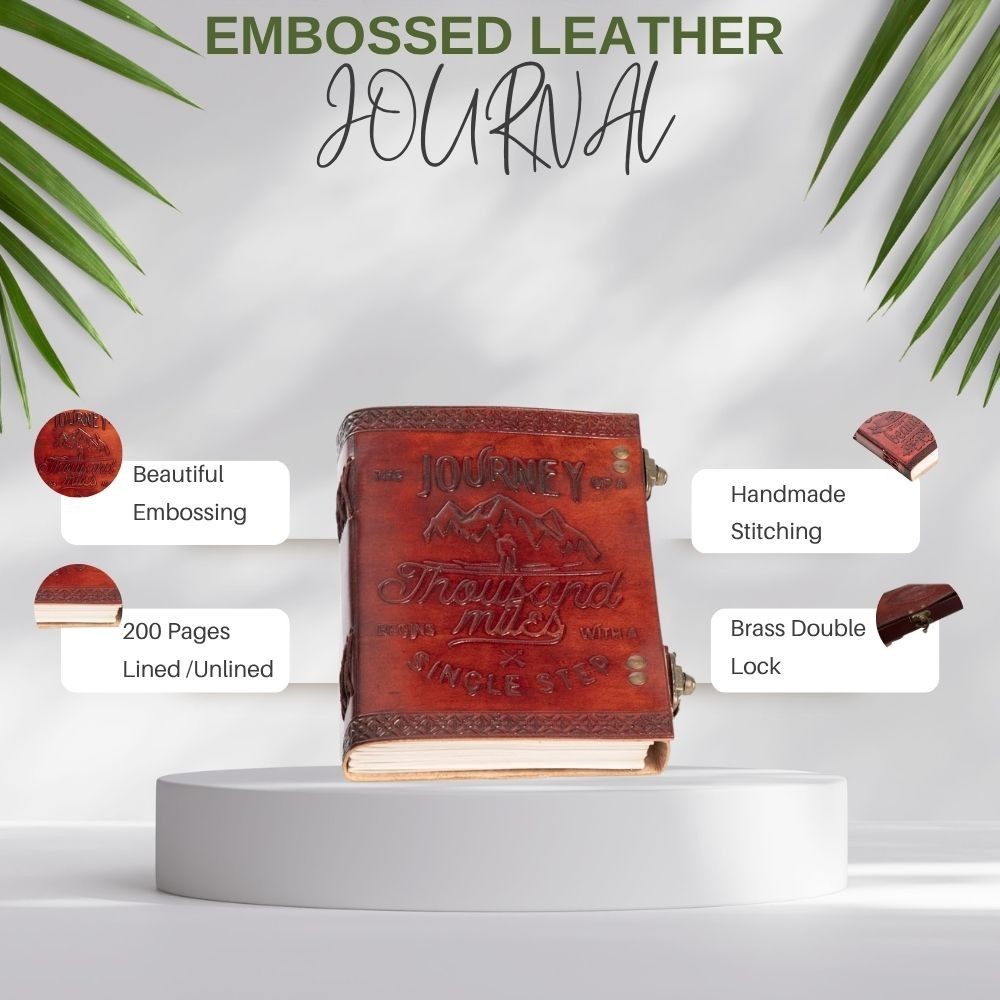 Leather Journal Handmade 7×5″ Diary Double Lock 200 Pages Buy 1 Get 1 Combo Set