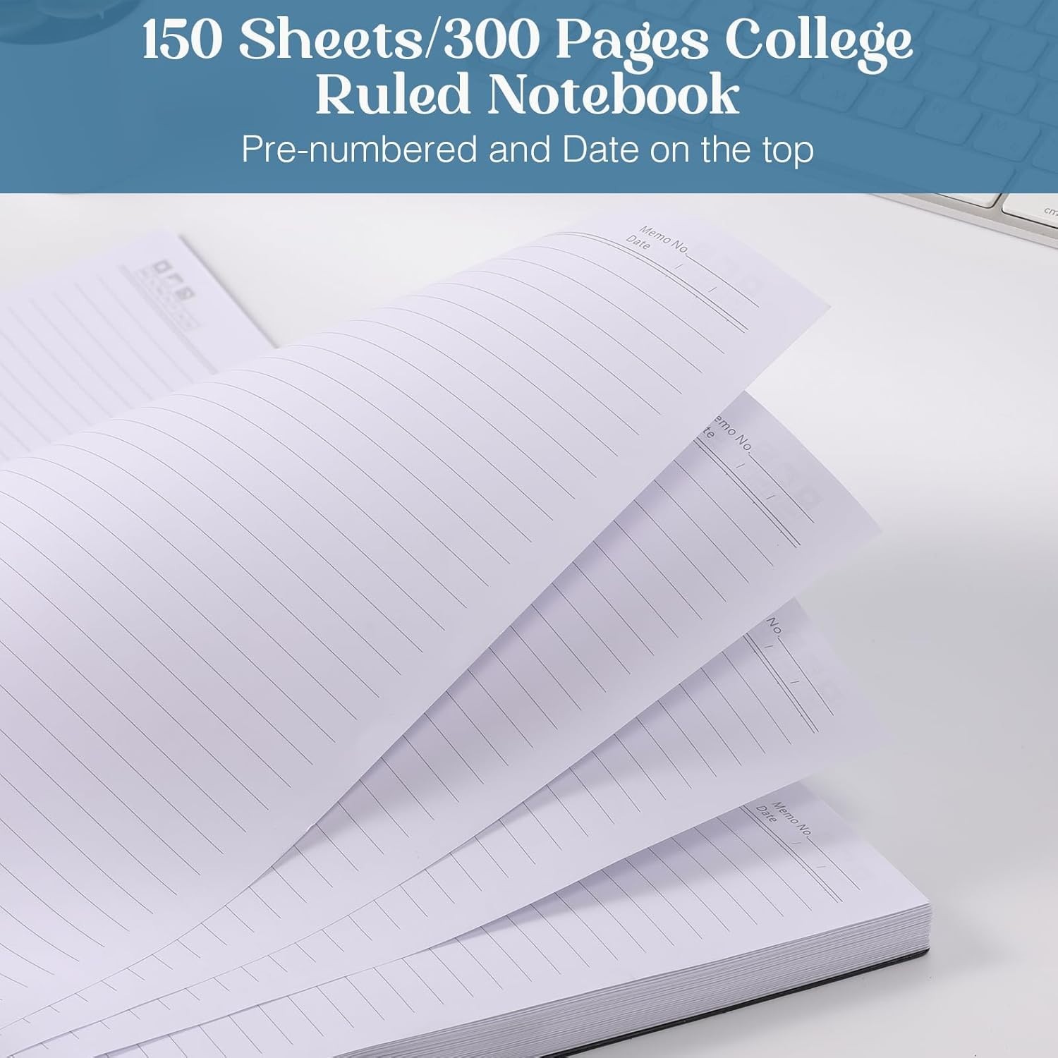 Spiral Notebook, 8.5” x 11” Notebooks for Work, 300 Numbered Pages College Ru…