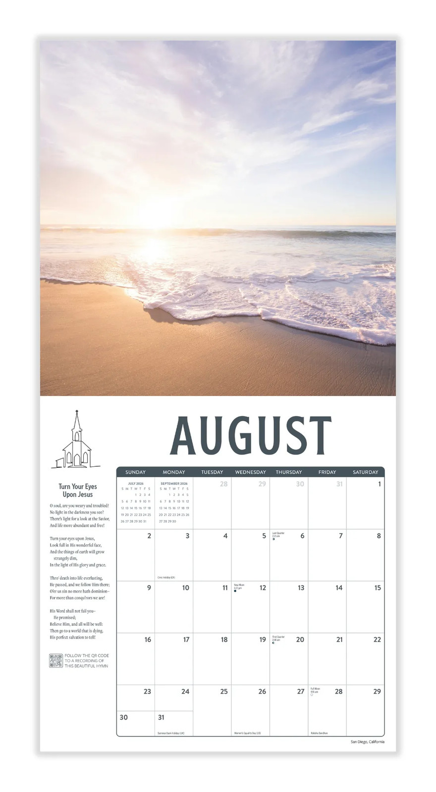 Hymns Calendar 2026 | 12″ x 24″ 12 Month Calendar | Marble City Press