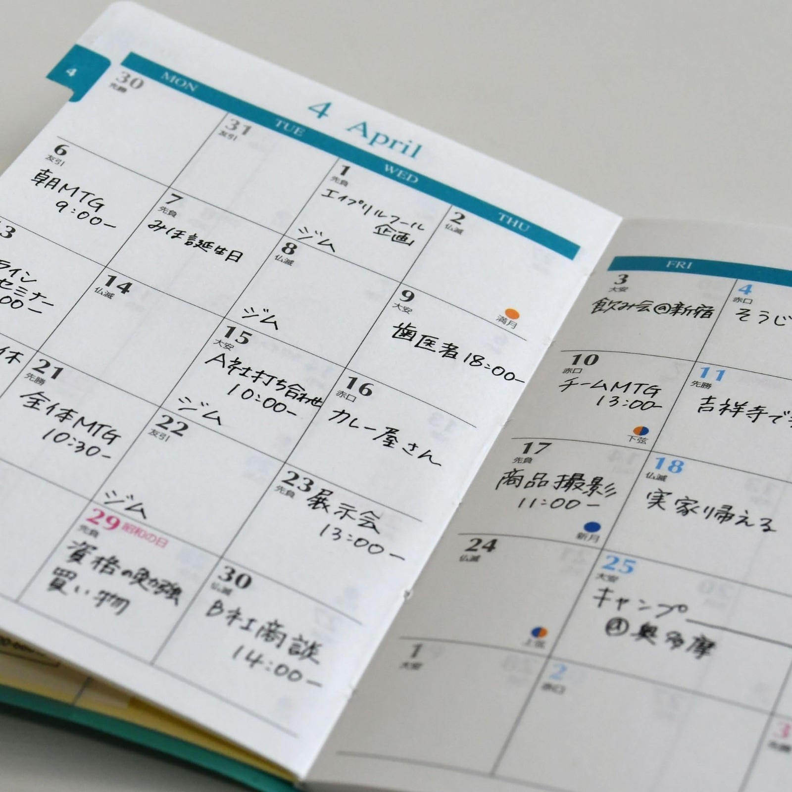 Reimei Fujii Planner Monthly Block Pocket Size Black
