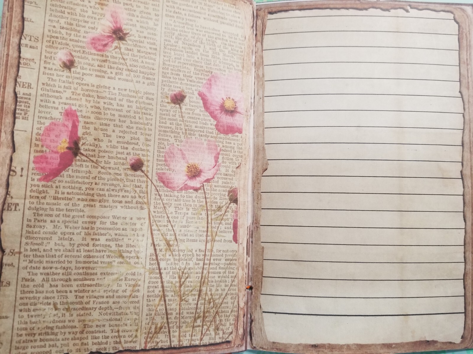 Junk Journal Booklet “WILDFLOWERS” BOTANICAL HANDMADE Cards, Pockets,
