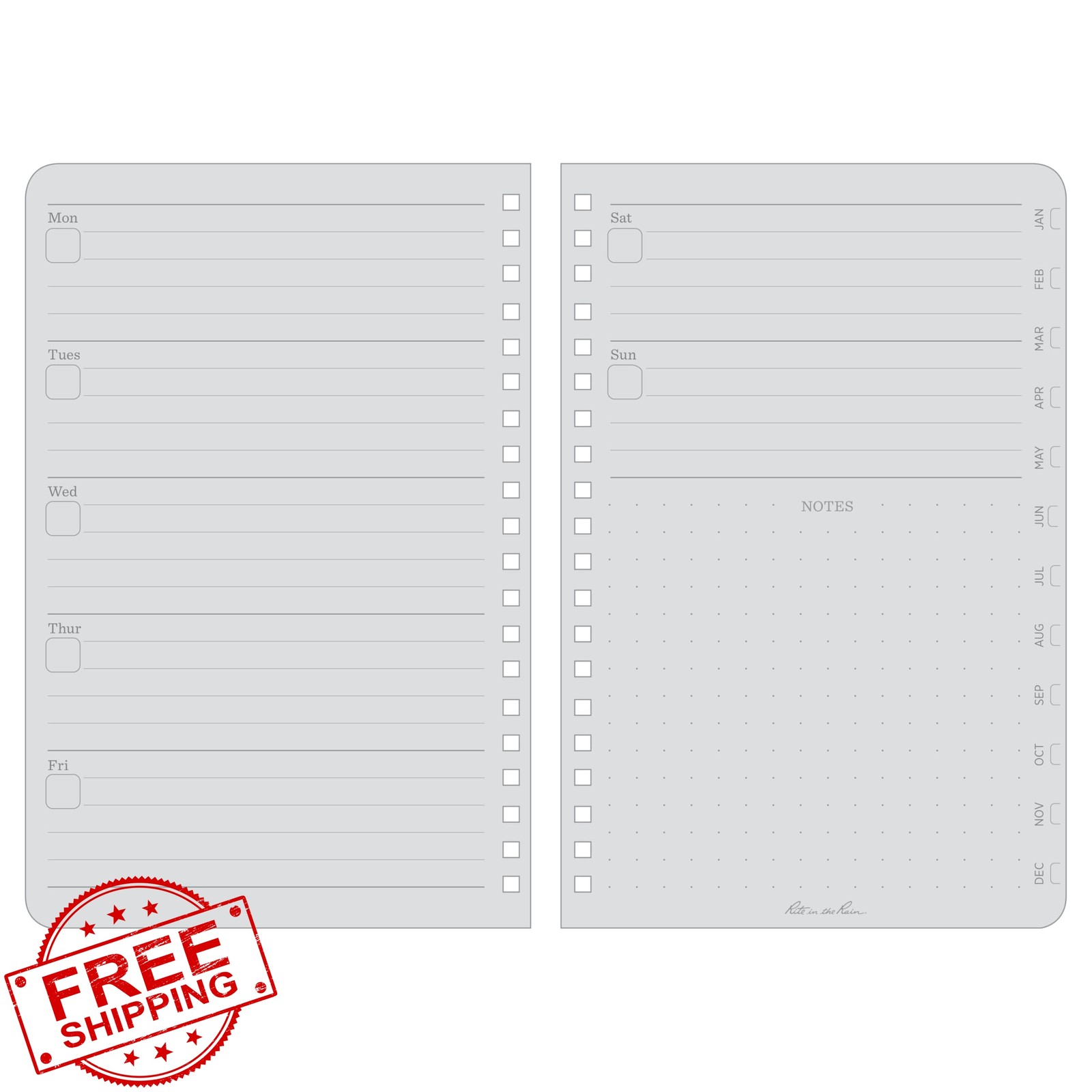 Rite in the Rain All-Weather Weekly Planner, Undated, Side-Spiral 4-5/8″ x 7″…